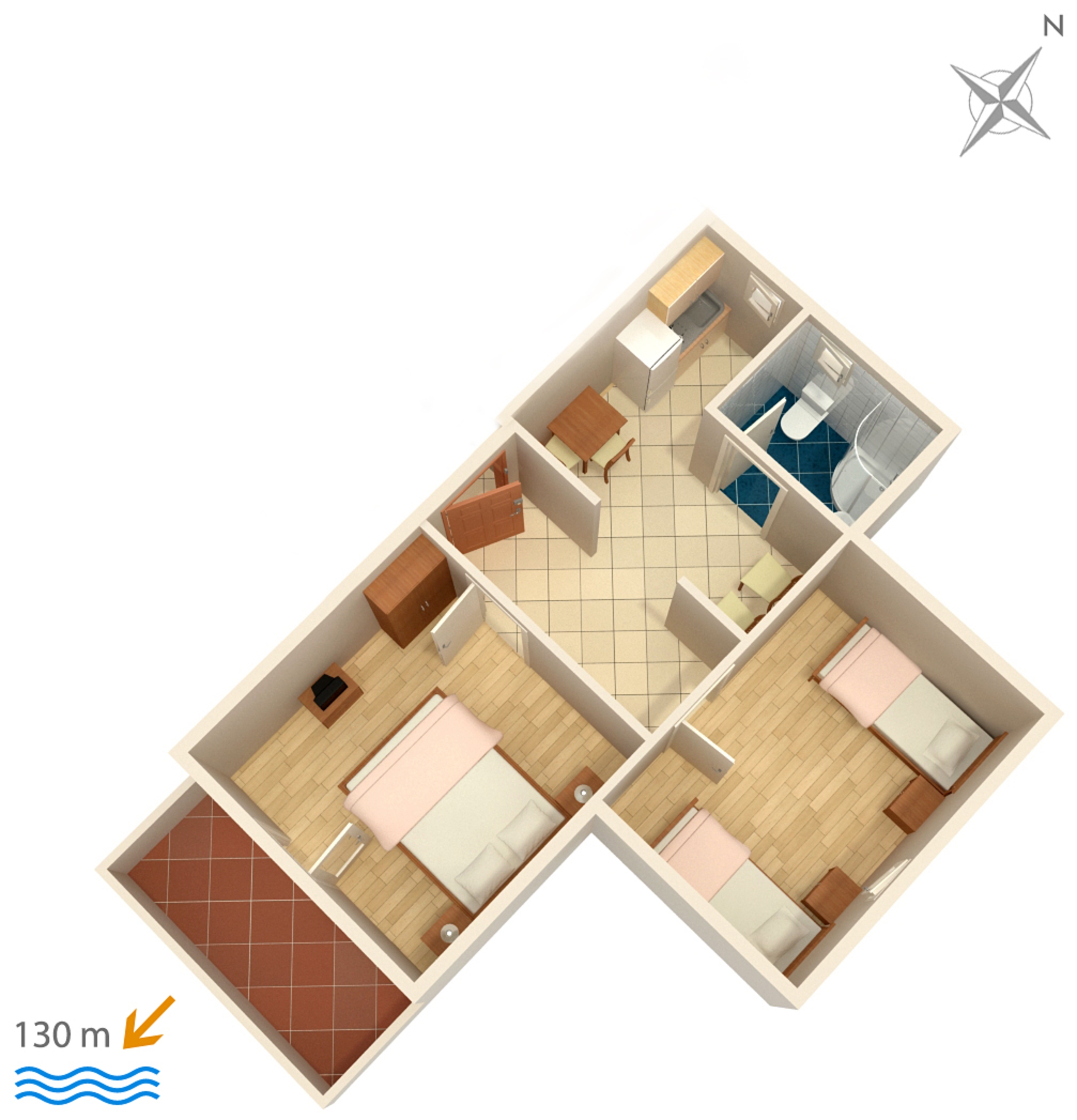 Two bedroom apartment with terrace and sea view Duće, Omiš  A-a
