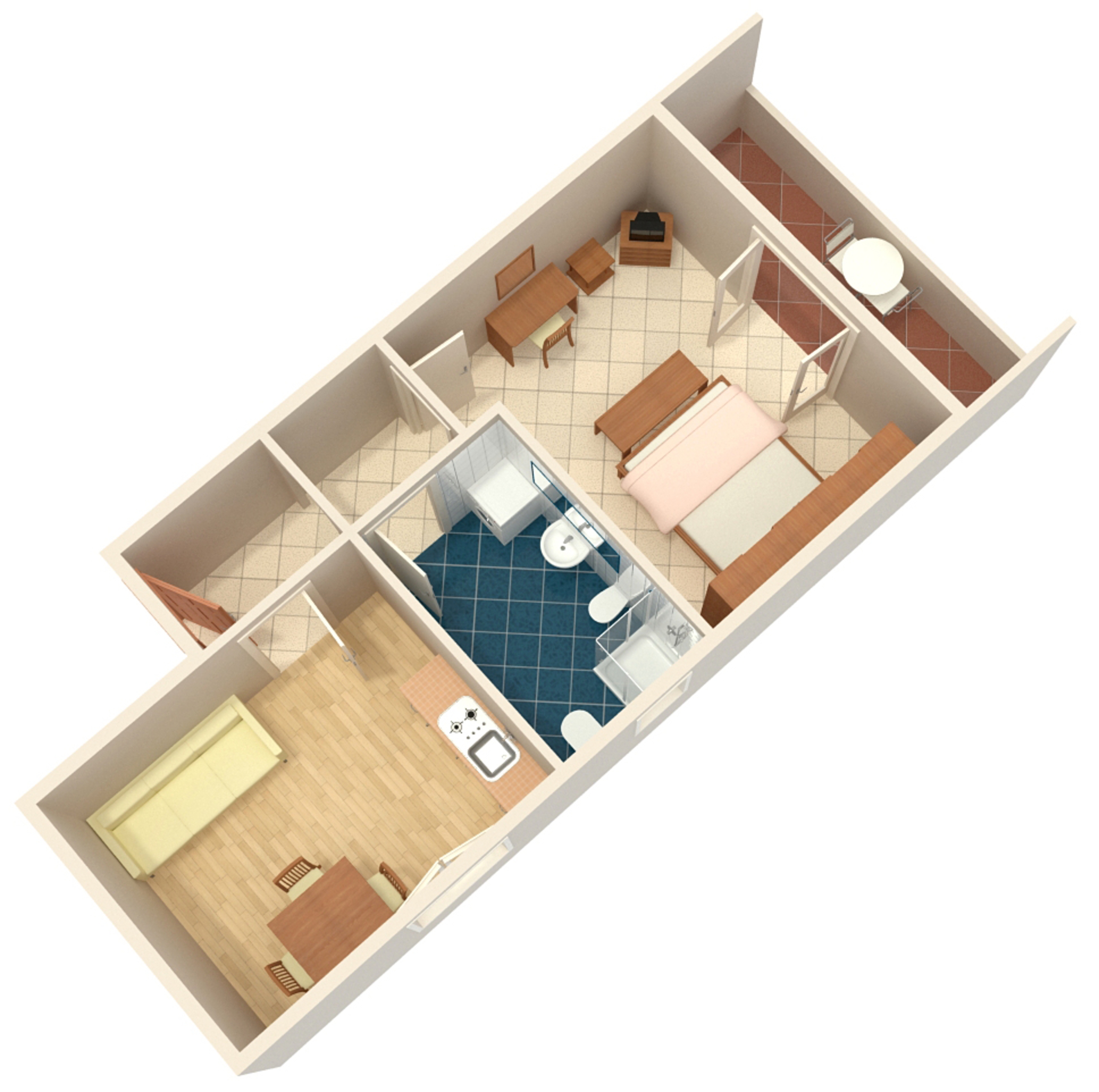 One bedroom apartment with balcony and sea view Barbat, Rab  A-a