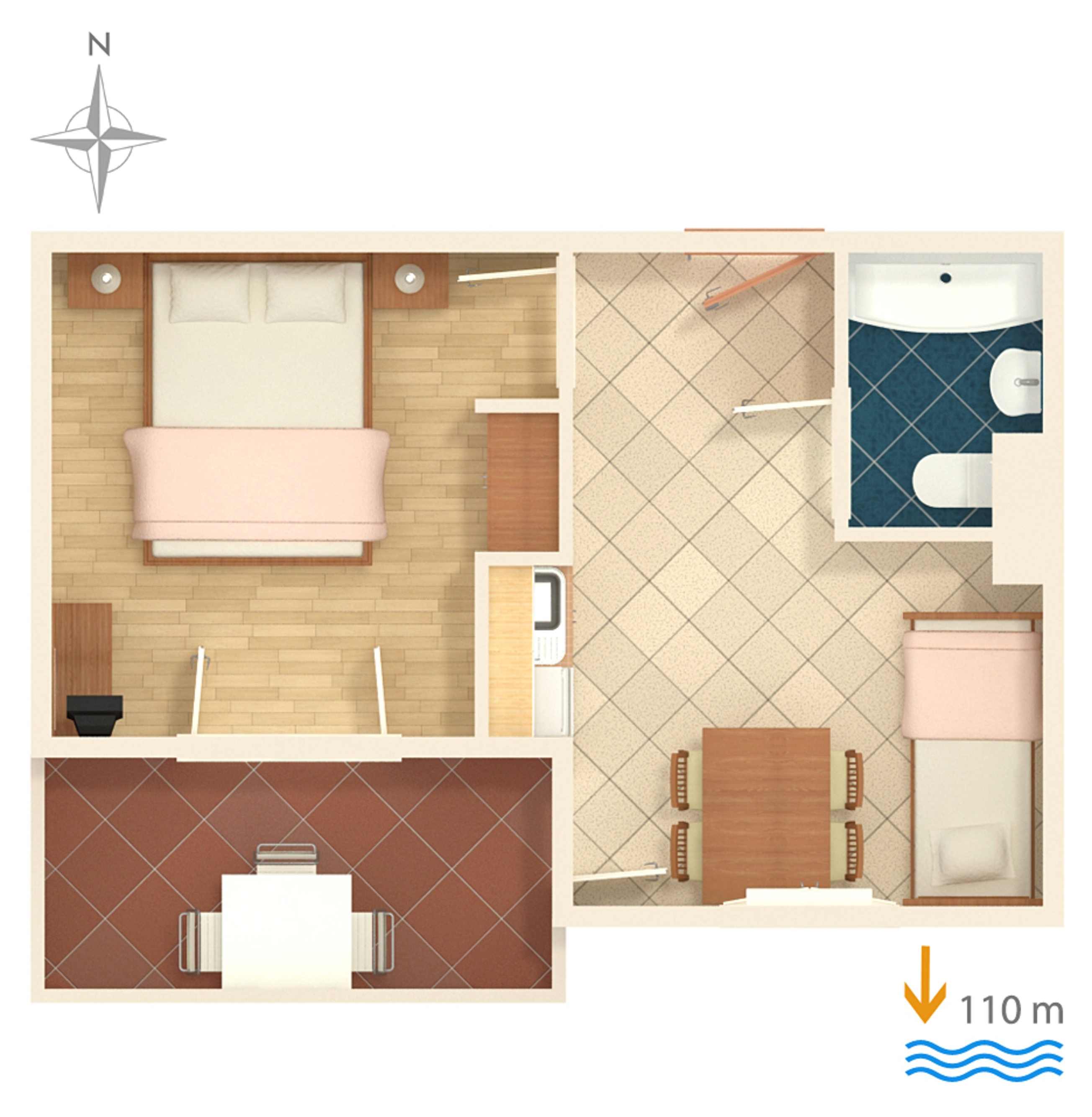 One bedroom apartment with terrace and sea view Balića Rat, Omiš  A-a