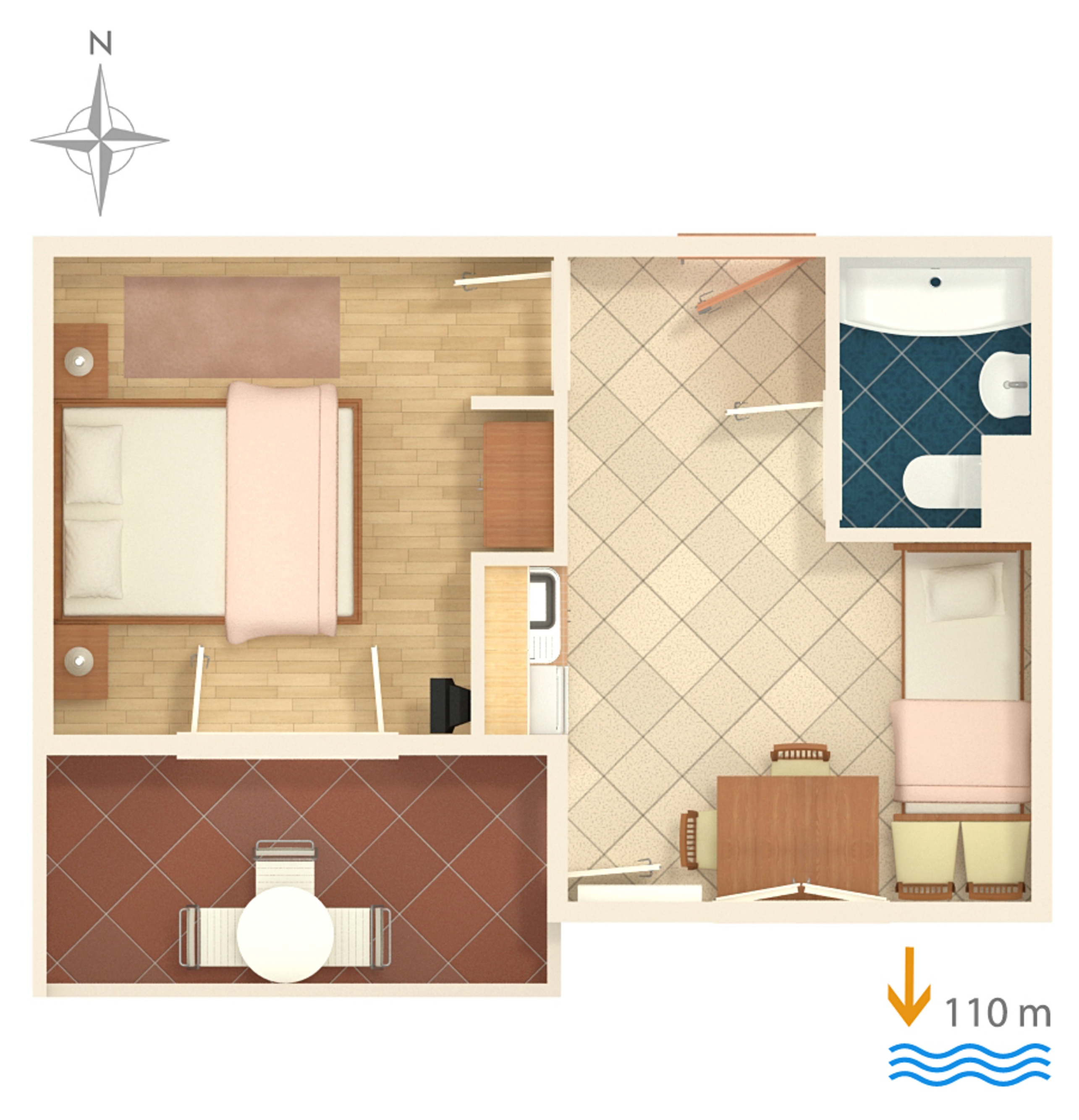 One bedroom apartment with terrace and sea view Balića Rat, Omiš  A-b