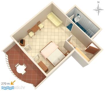 Plan Srima - Vodice, Plan in the studio-apartment, WIFI.