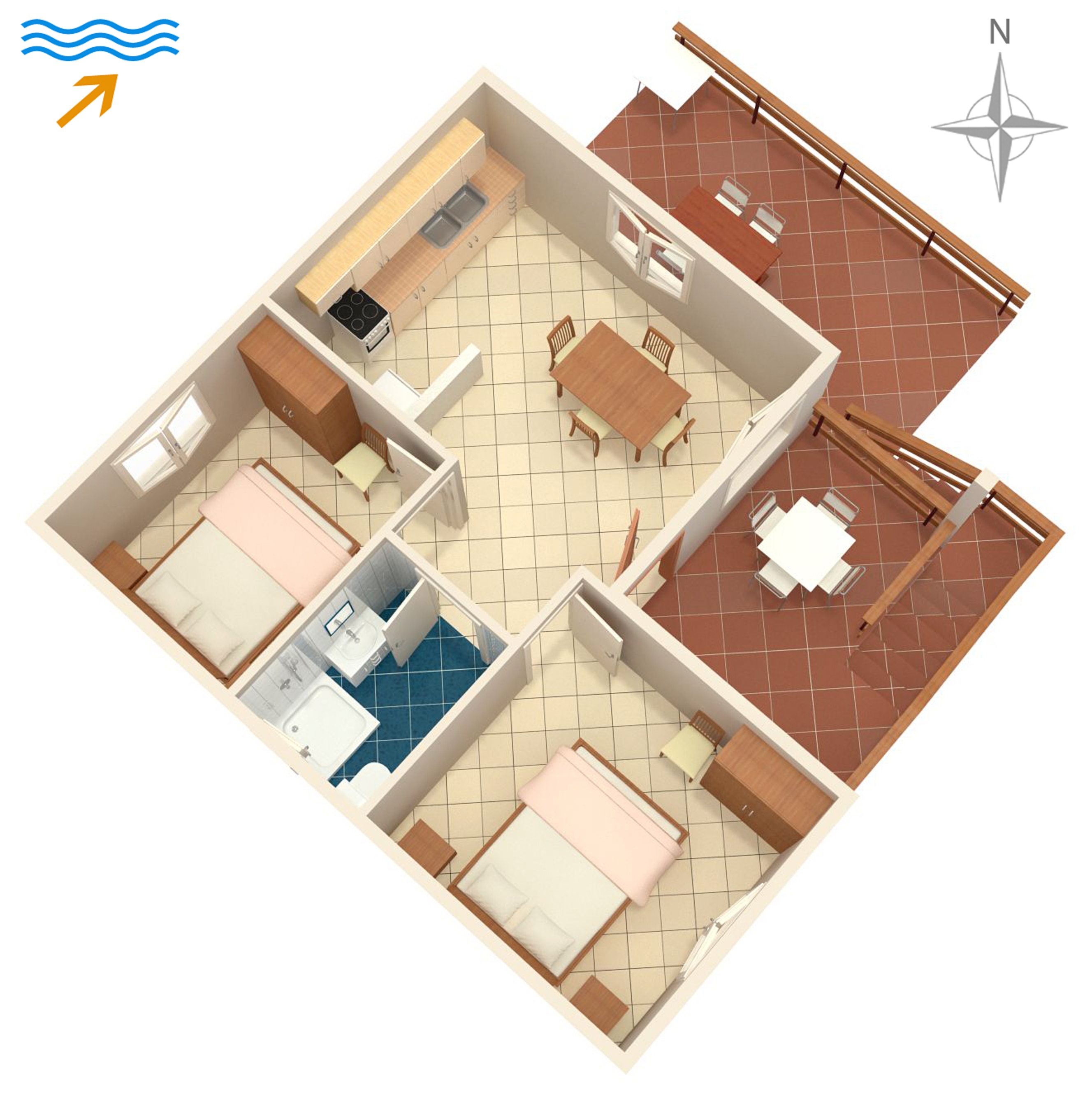 Two bedroom apartment near beach Cove Dumboka, Dugi otok  A-a