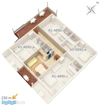 Drvenik Gornja vala, Plan in the studio-apartment, (pet friendly) and WiFi.