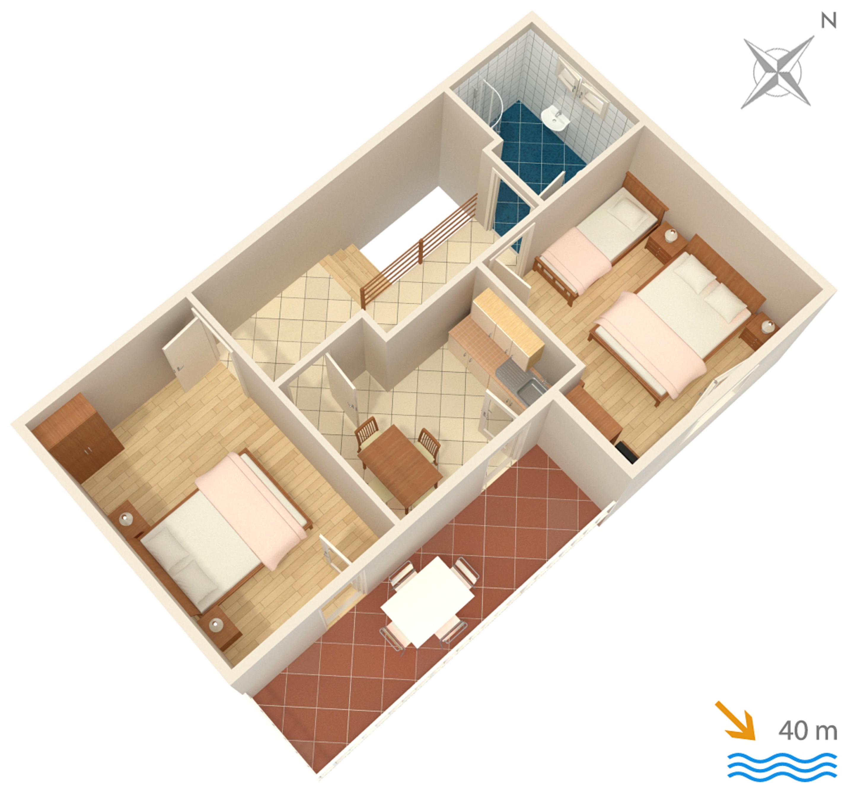 Two bedroom apartment near beach Okuklje, Mljet  A-b