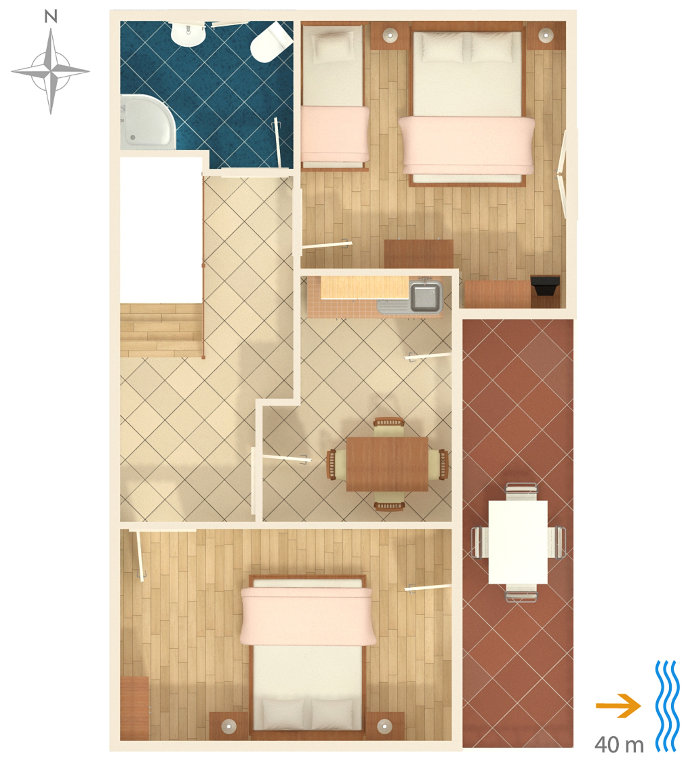 Two bedroom apartment near beach Okuklje, Mljet  A-b