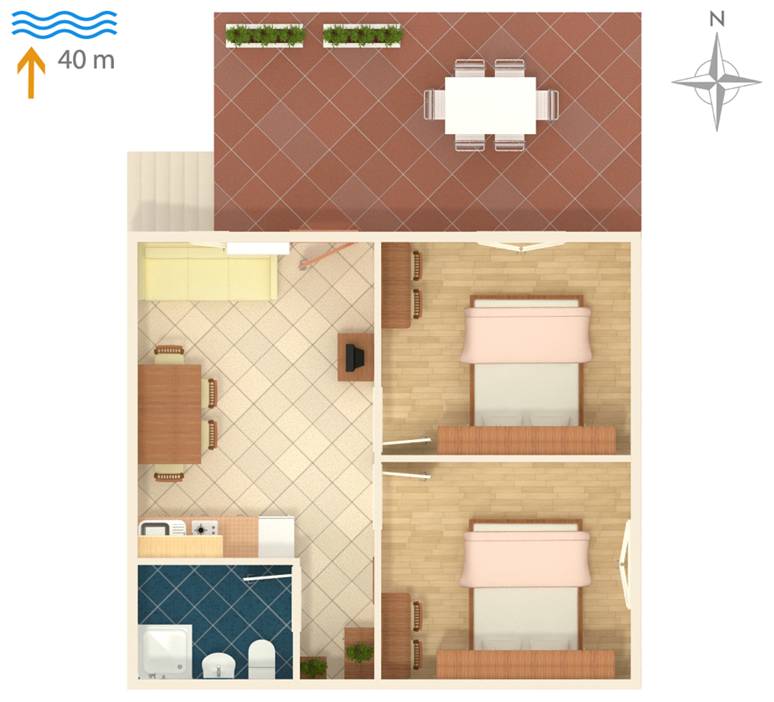 Two bedroom apartment near beach Kozarica, Mljet  A-b