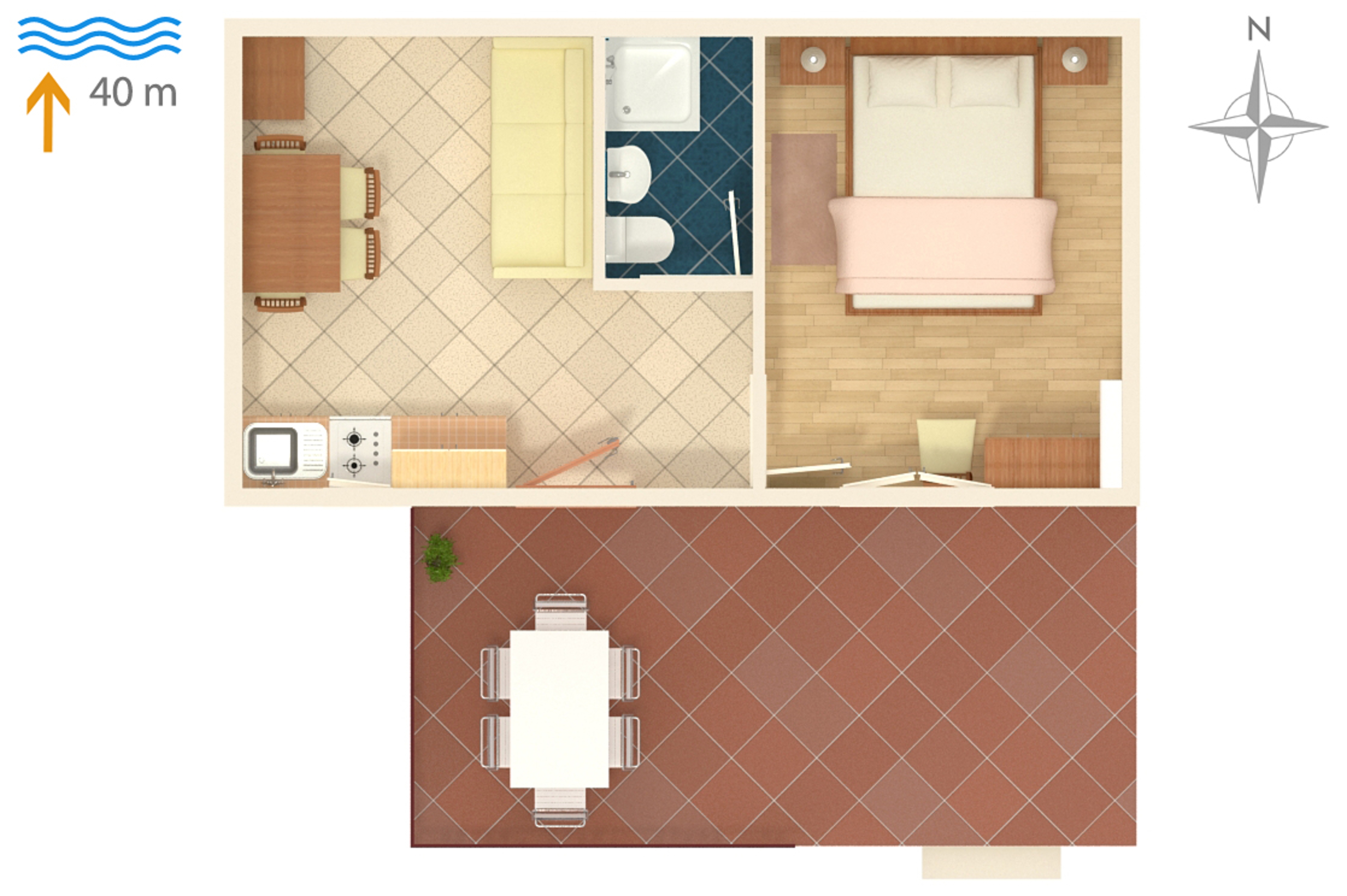 One bedroom apartment near beach Kozarica, Mljet  A-c