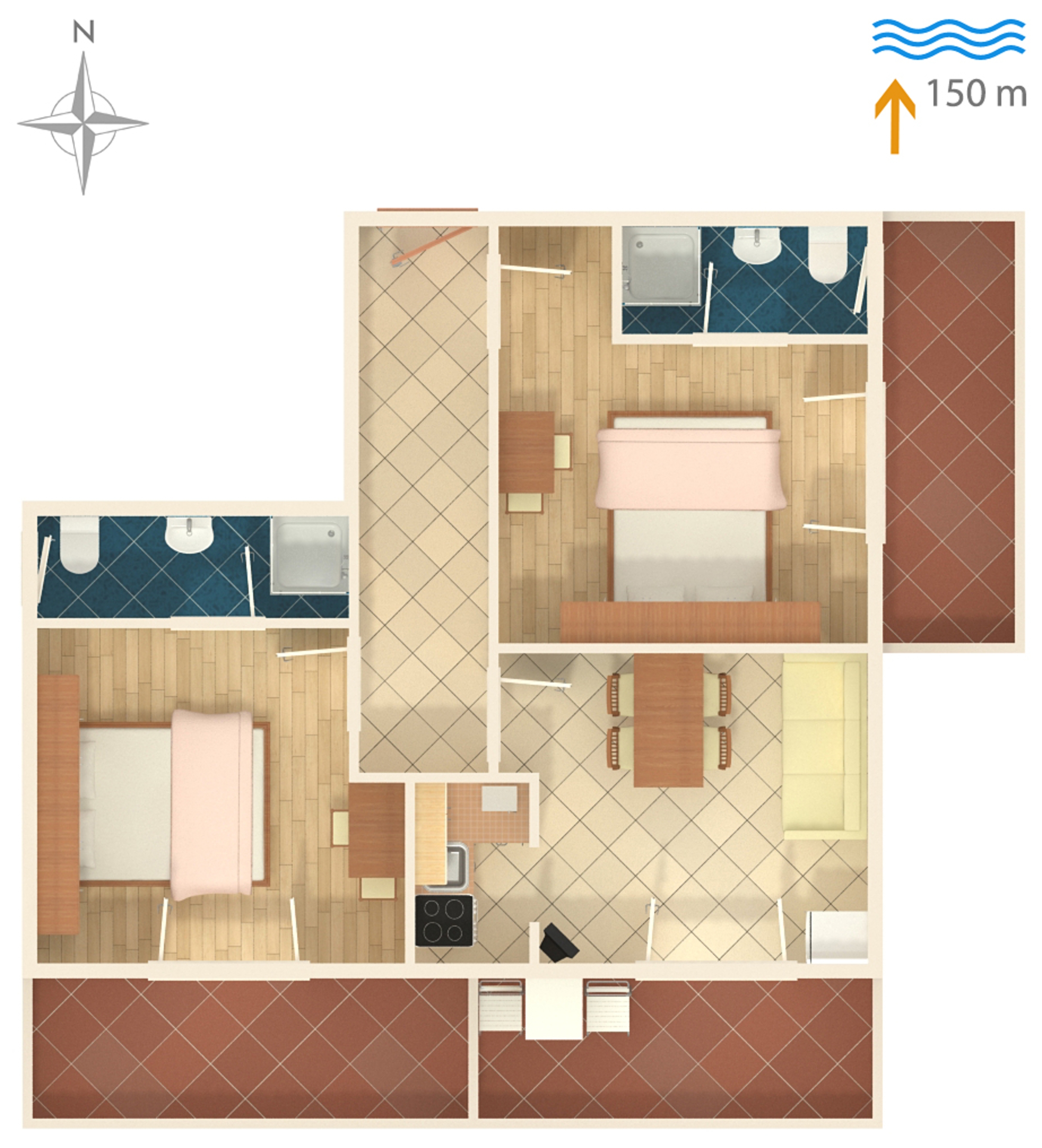 Two bedroom apartment with balcony Supetarska Draga - Donja, Rab  A-a