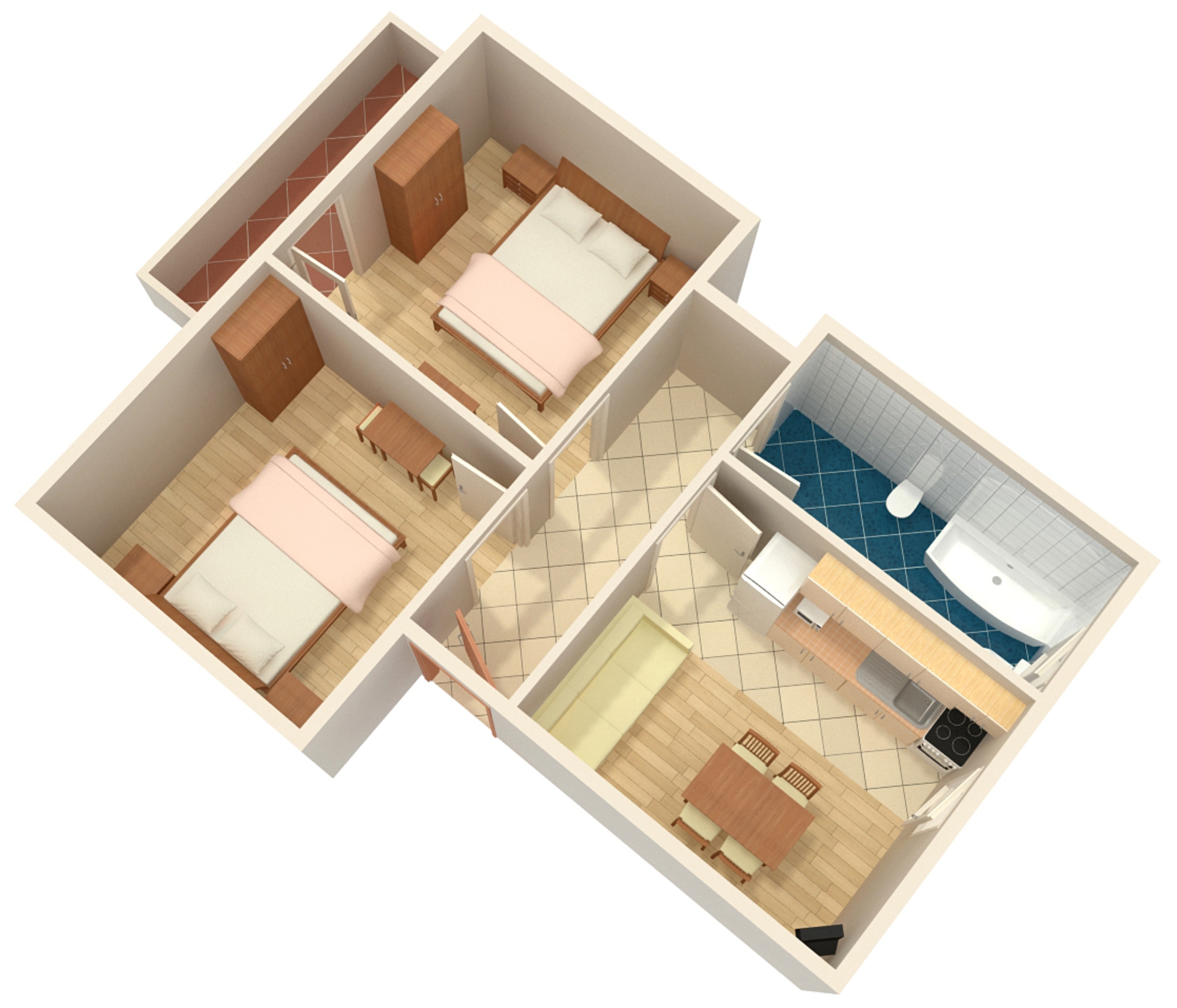 Two bedroom apartment with balcony and sea view Supetarska Draga - Donja, Rab  A-b