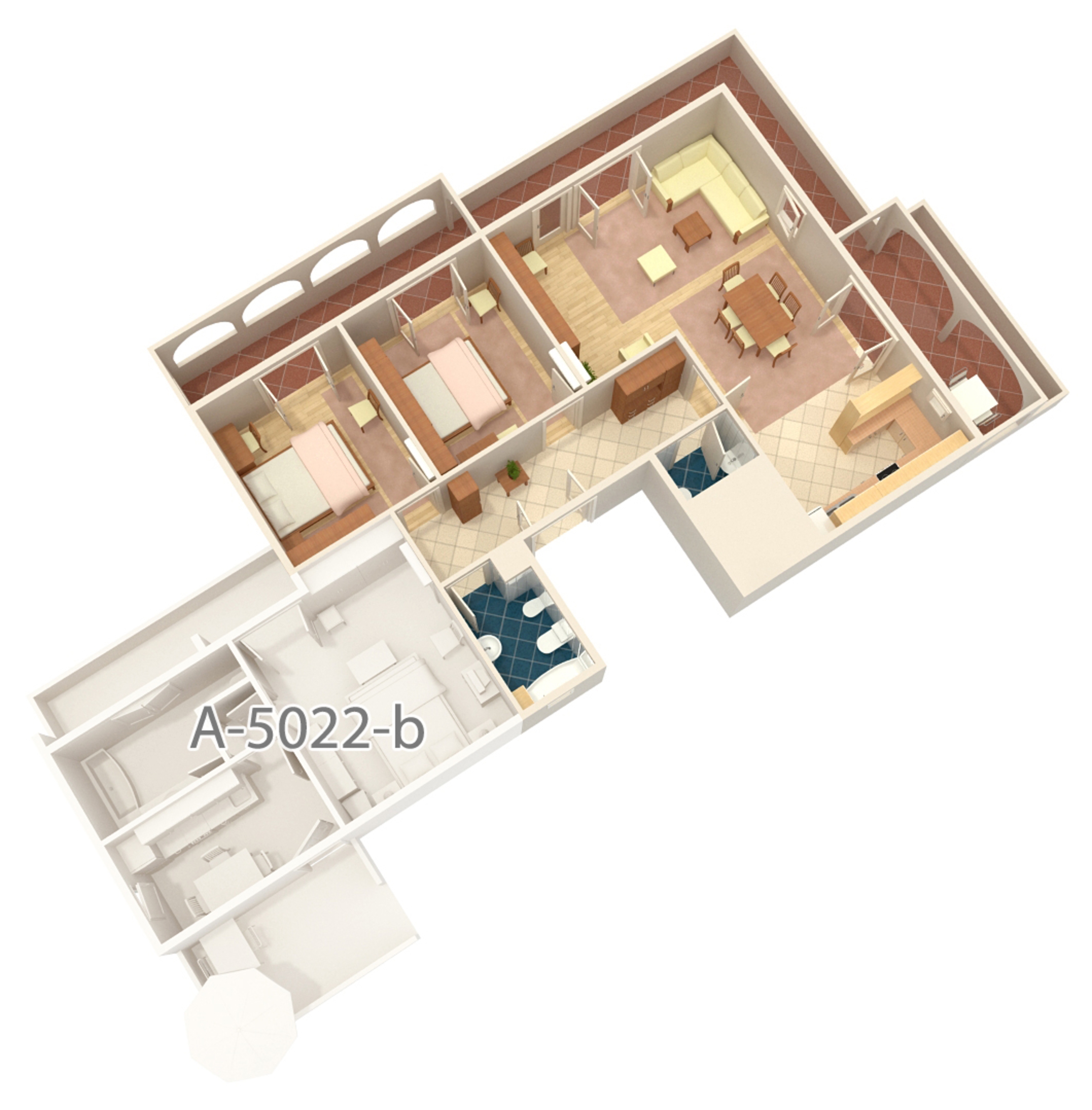Two bedroom apartment with terrace and sea view Banjol, Rab  A-a