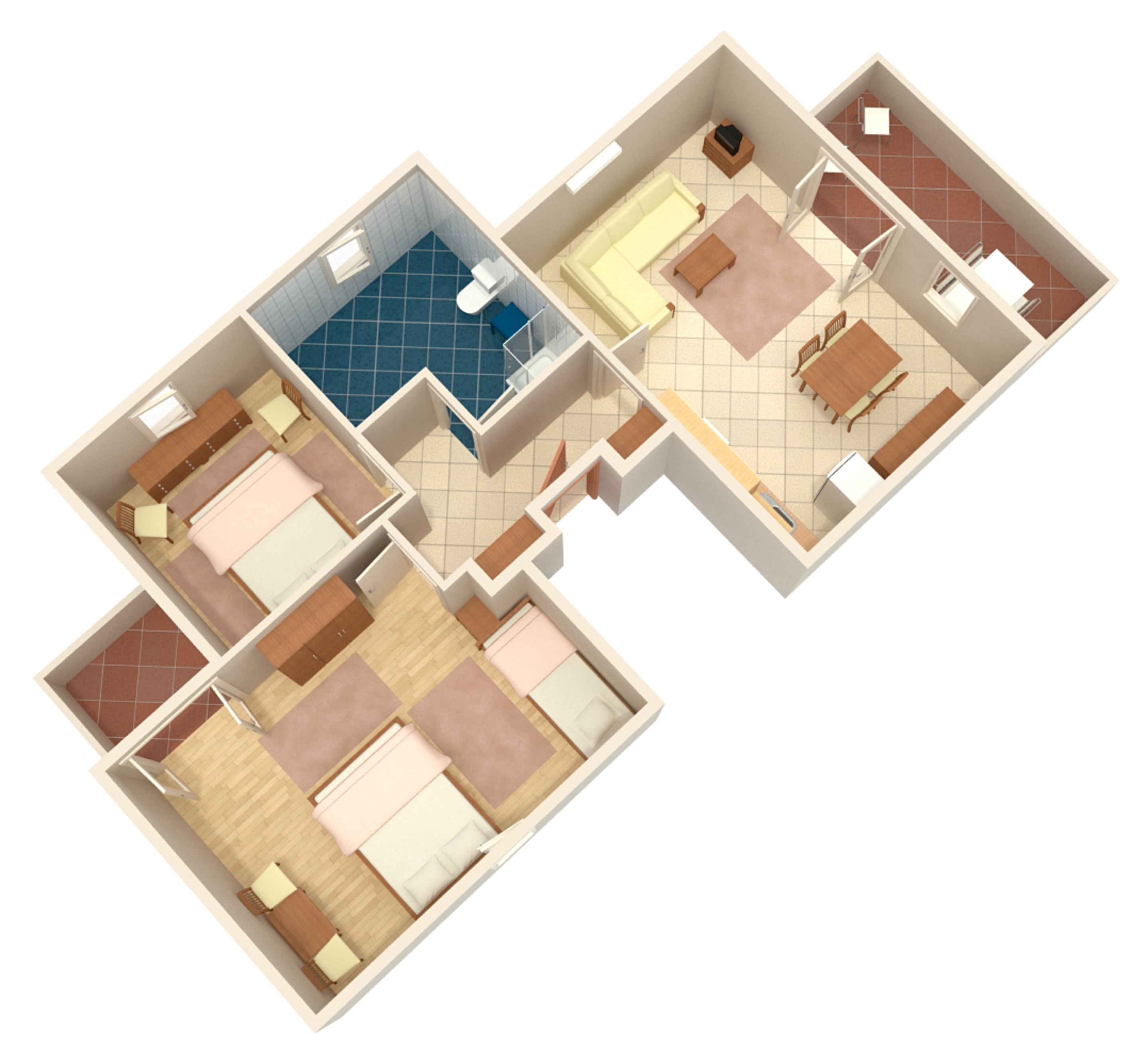 Two bedroom apartment with terrace and sea view Banjol, Rab  A-d
