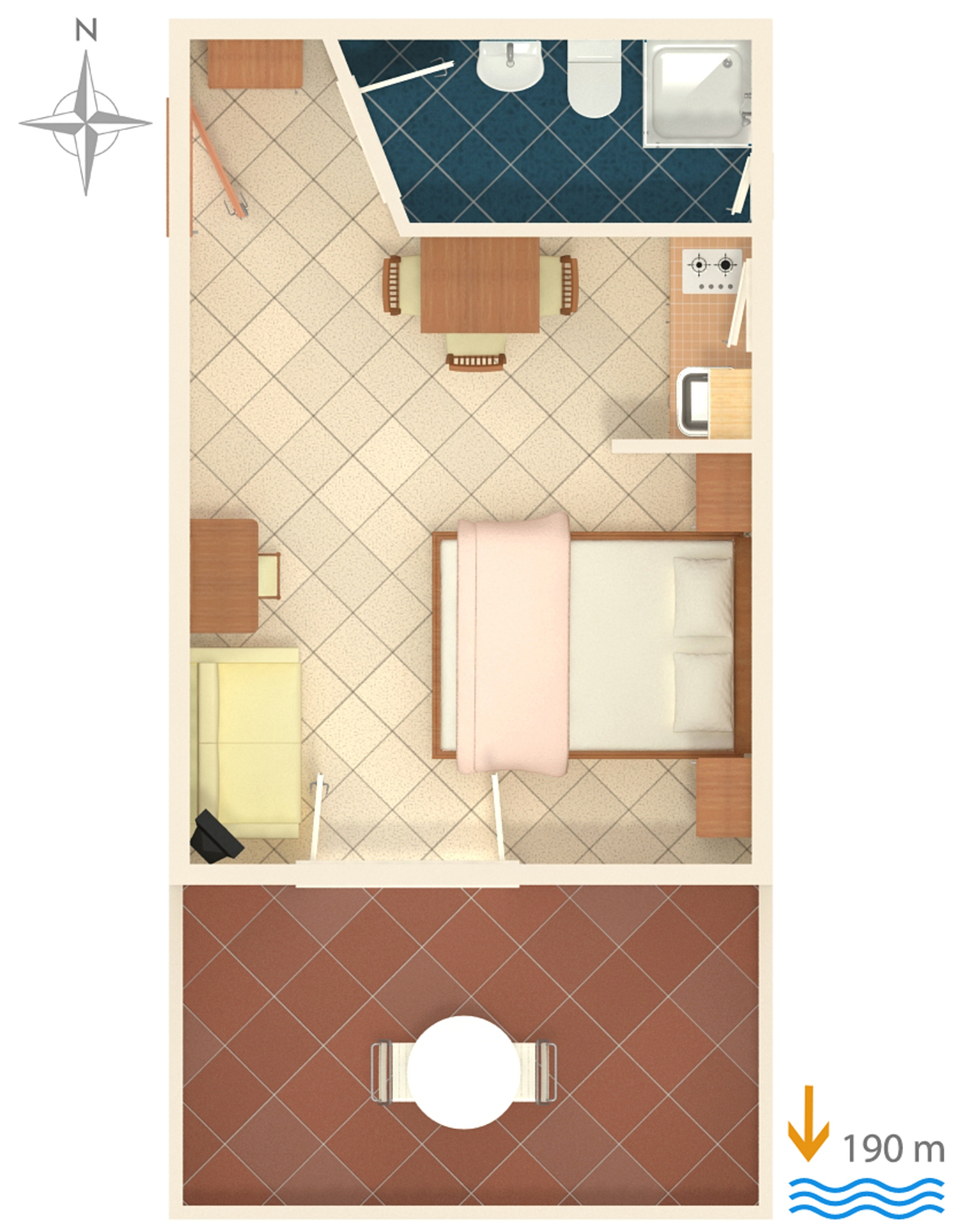 Studio flat with terrace and sea view Kampor, Rab  AS-a