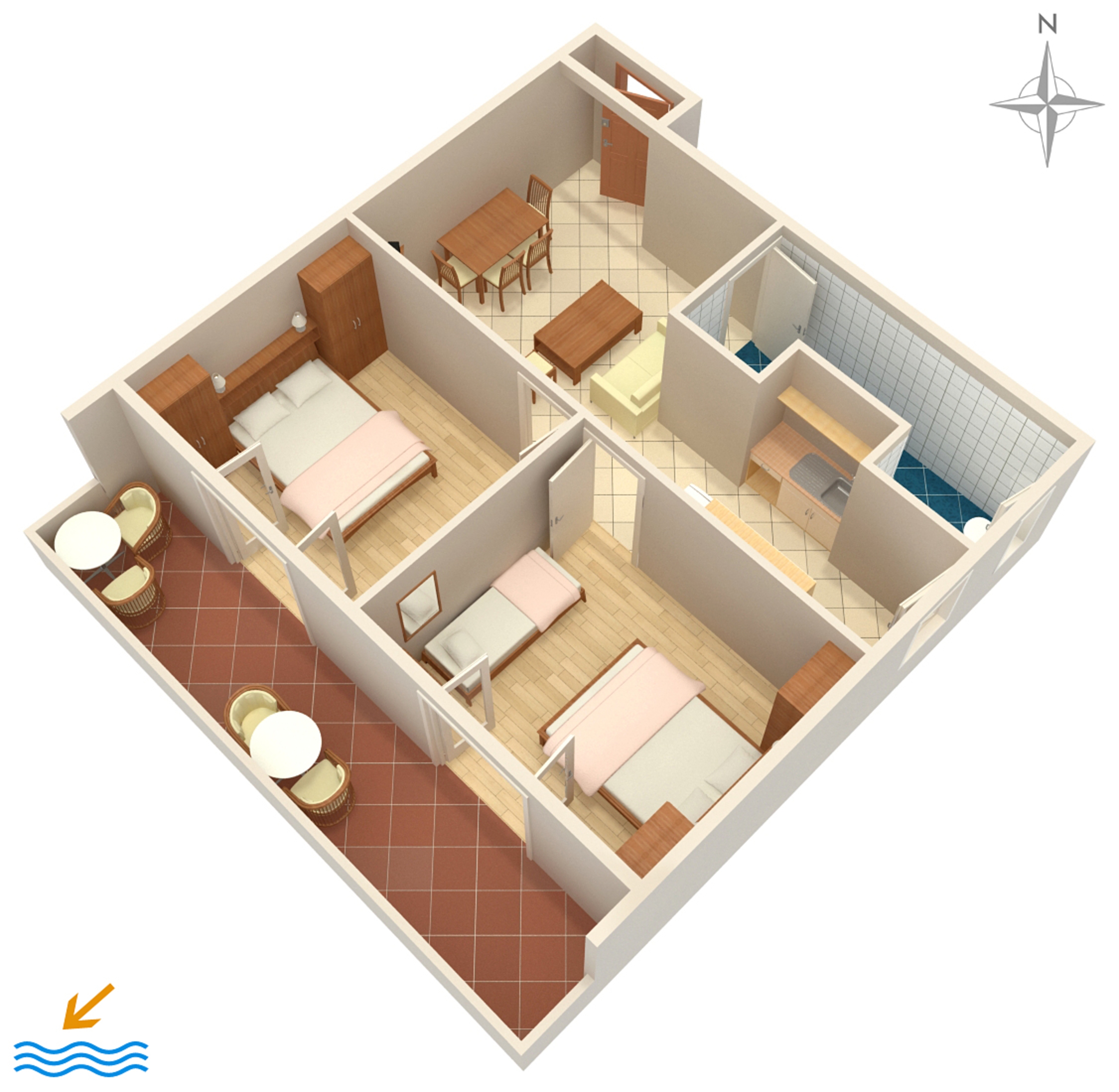 Two bedroom apartment with balcony Palit, Rab  A-a