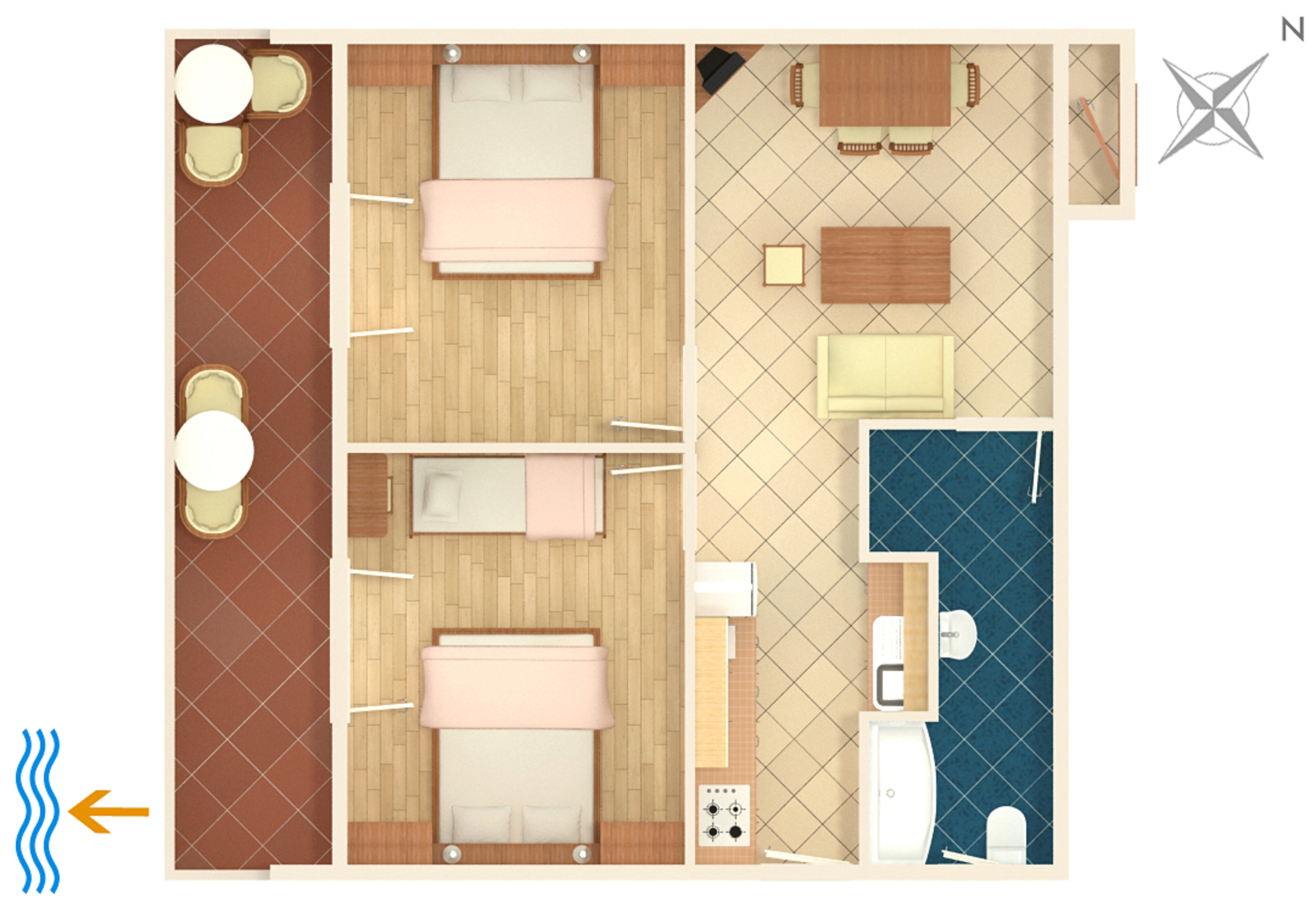 Two bedroom apartment with balcony Palit, Rab  A-a