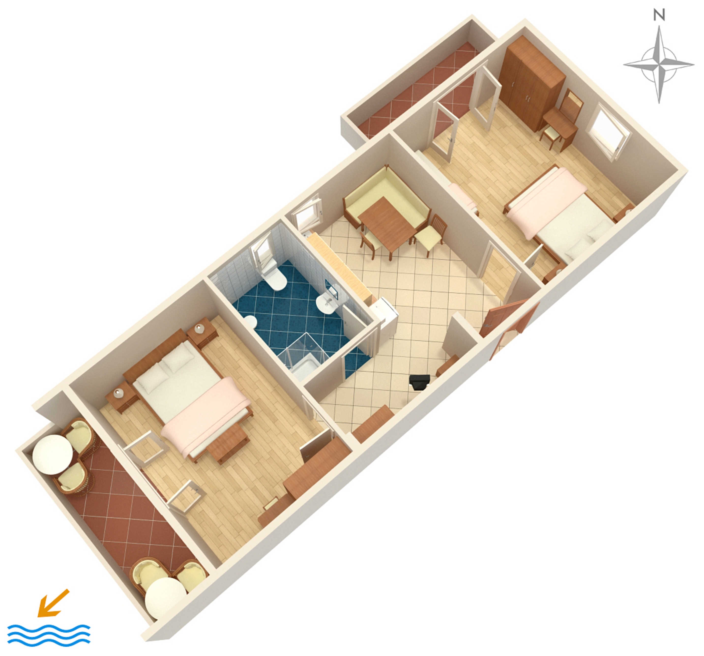 Two bedroom apartment with balcony Palit, Rab  A-b
