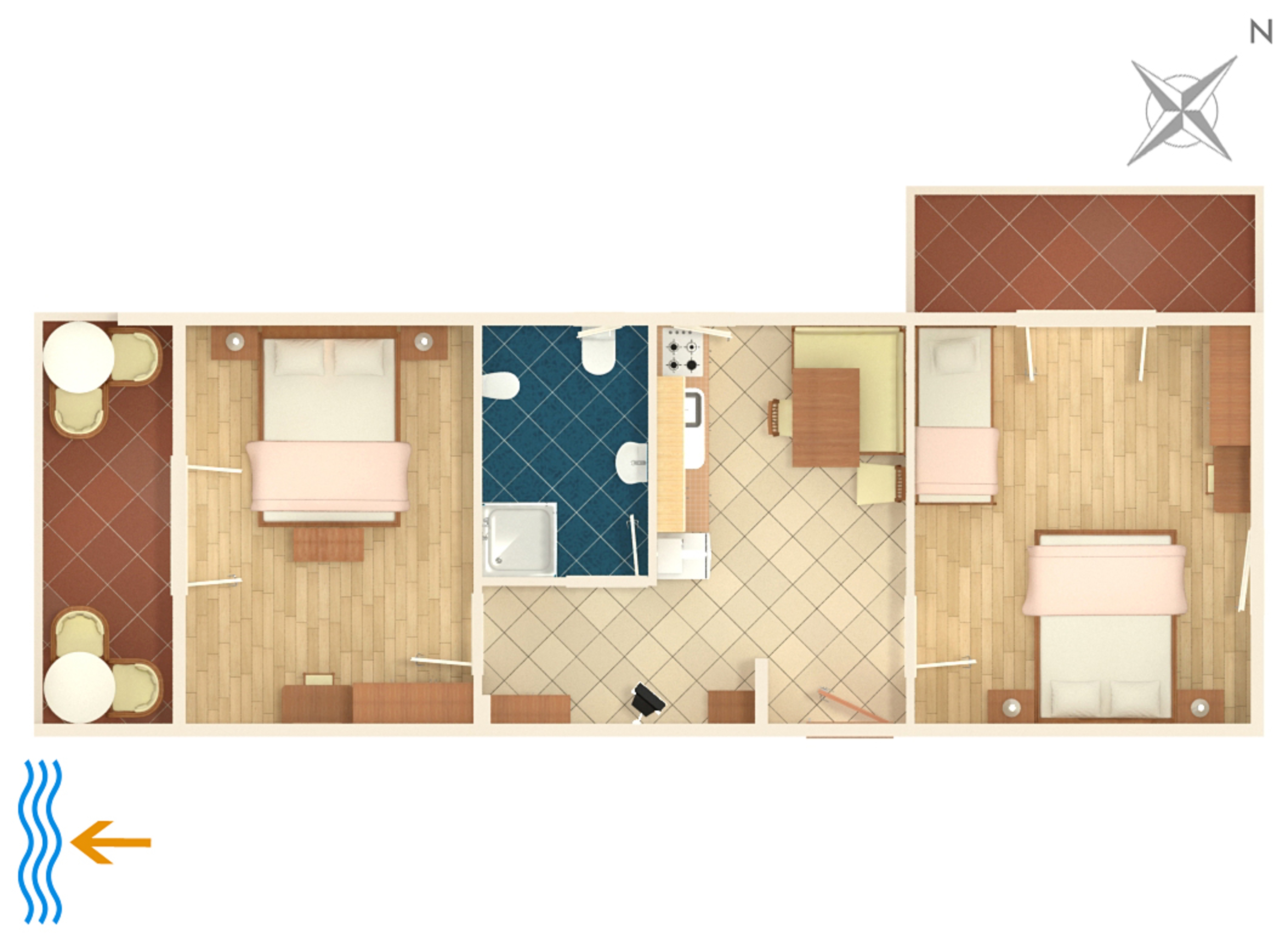 Two bedroom apartment with balcony Palit, Rab  A-b