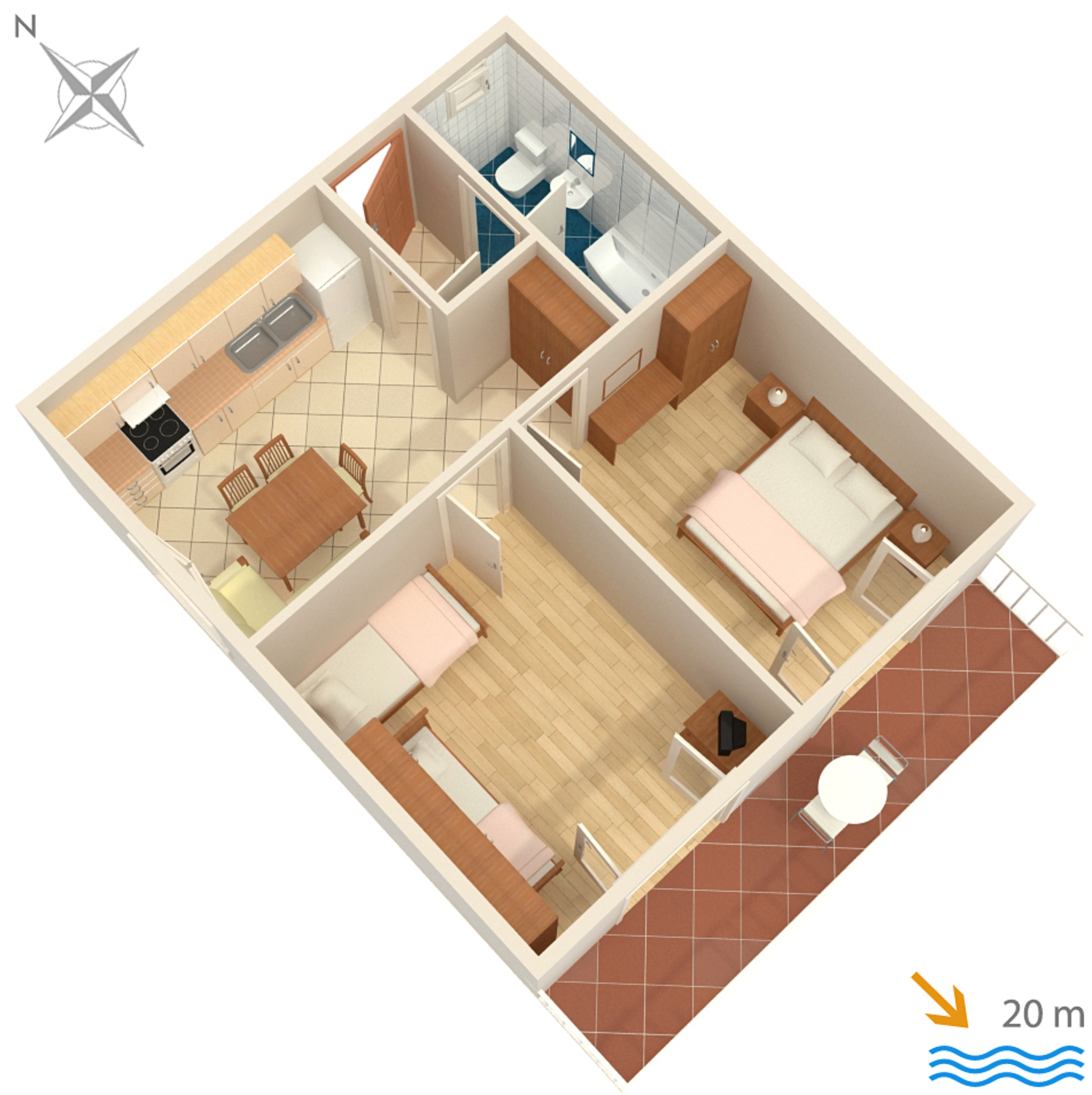 Two bedroom apartment near beach Brist, Makarska  A-a