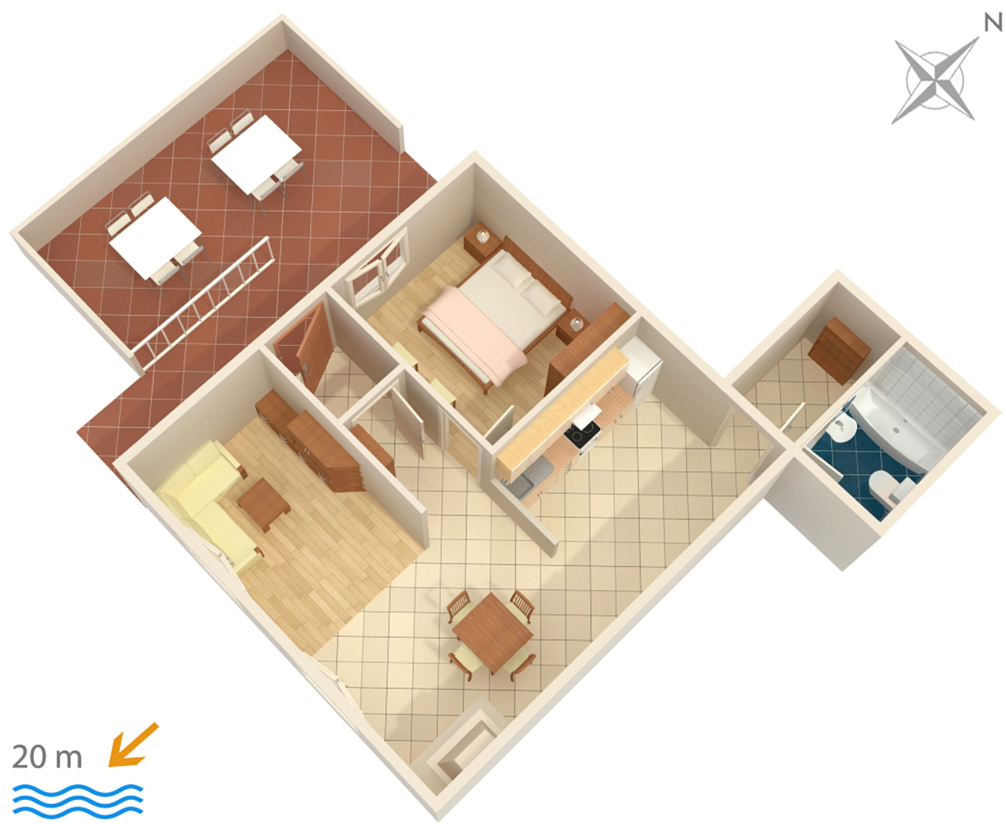 One bedroom apartment near beach Brist, Makarska  A-b