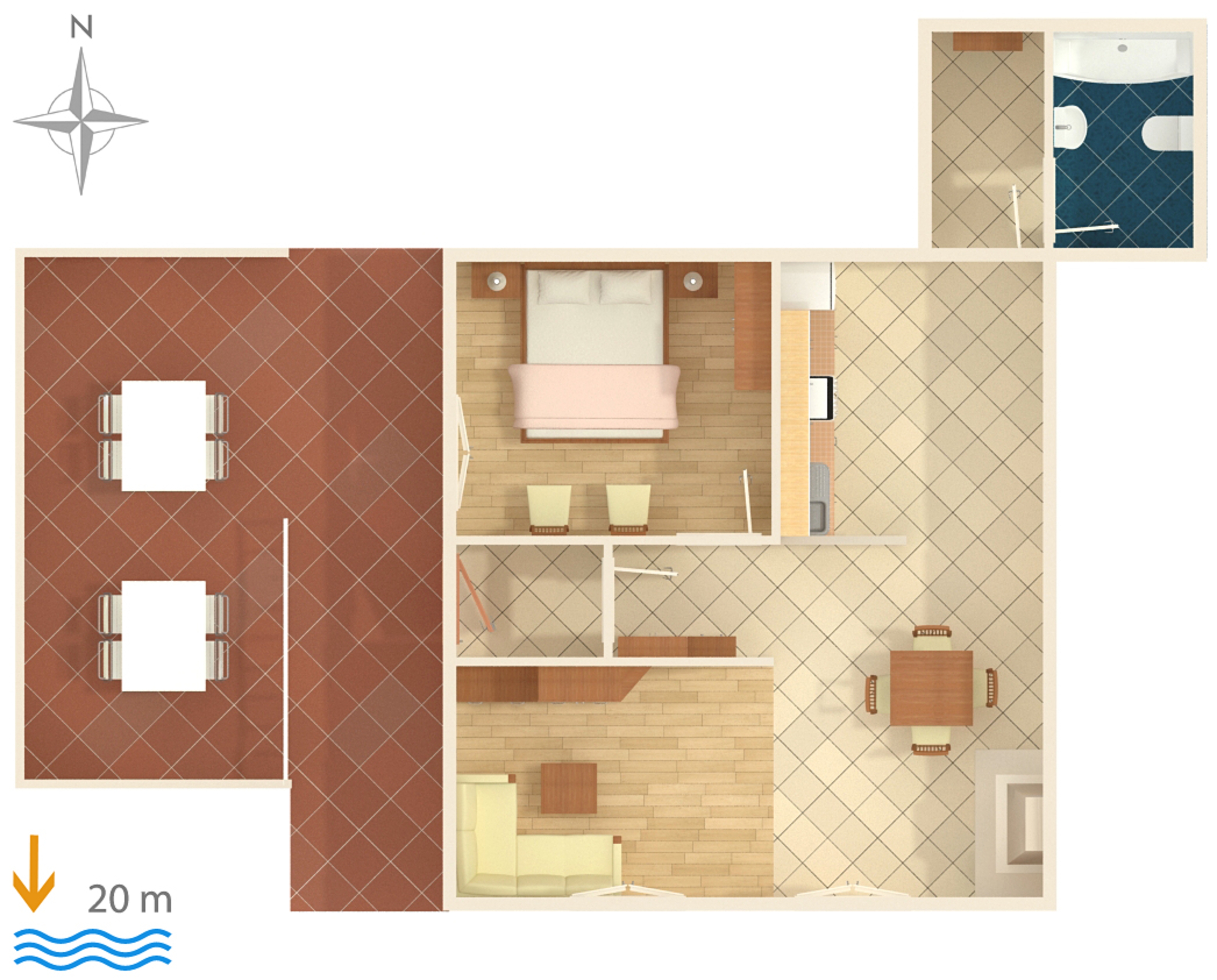 One bedroom apartment near beach Brist, Makarska  A-b