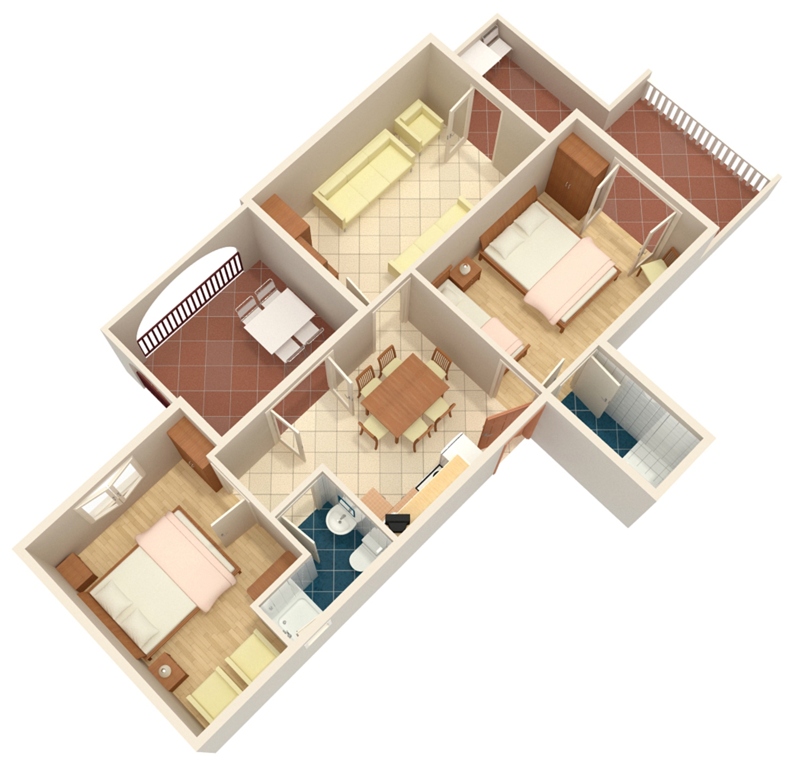 Two bedroom apartment with terrace and sea view Suha Punta, Rab  A-a