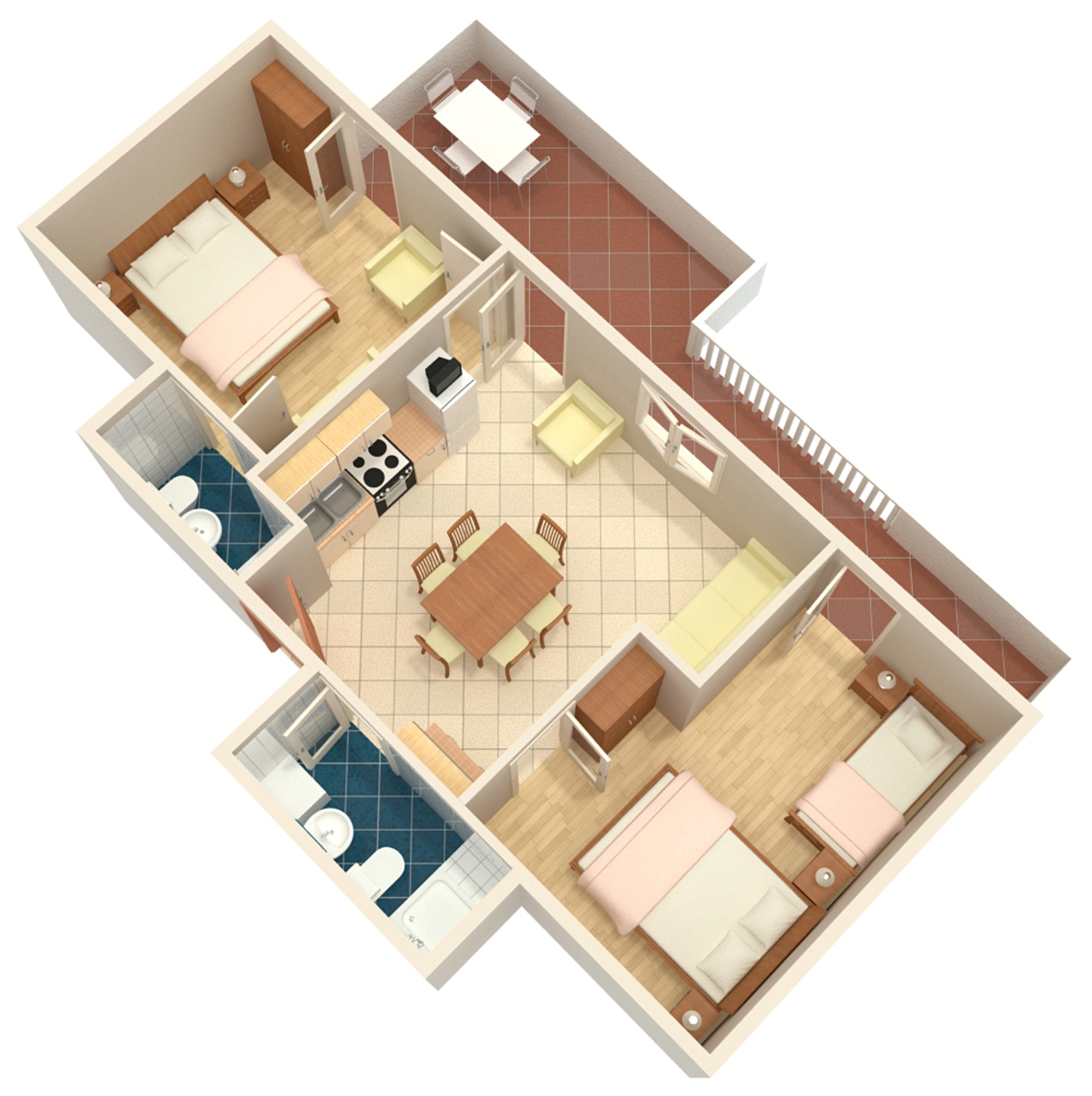 Two bedroom apartment with terrace and sea view Suha Punta, Rab  A-b
