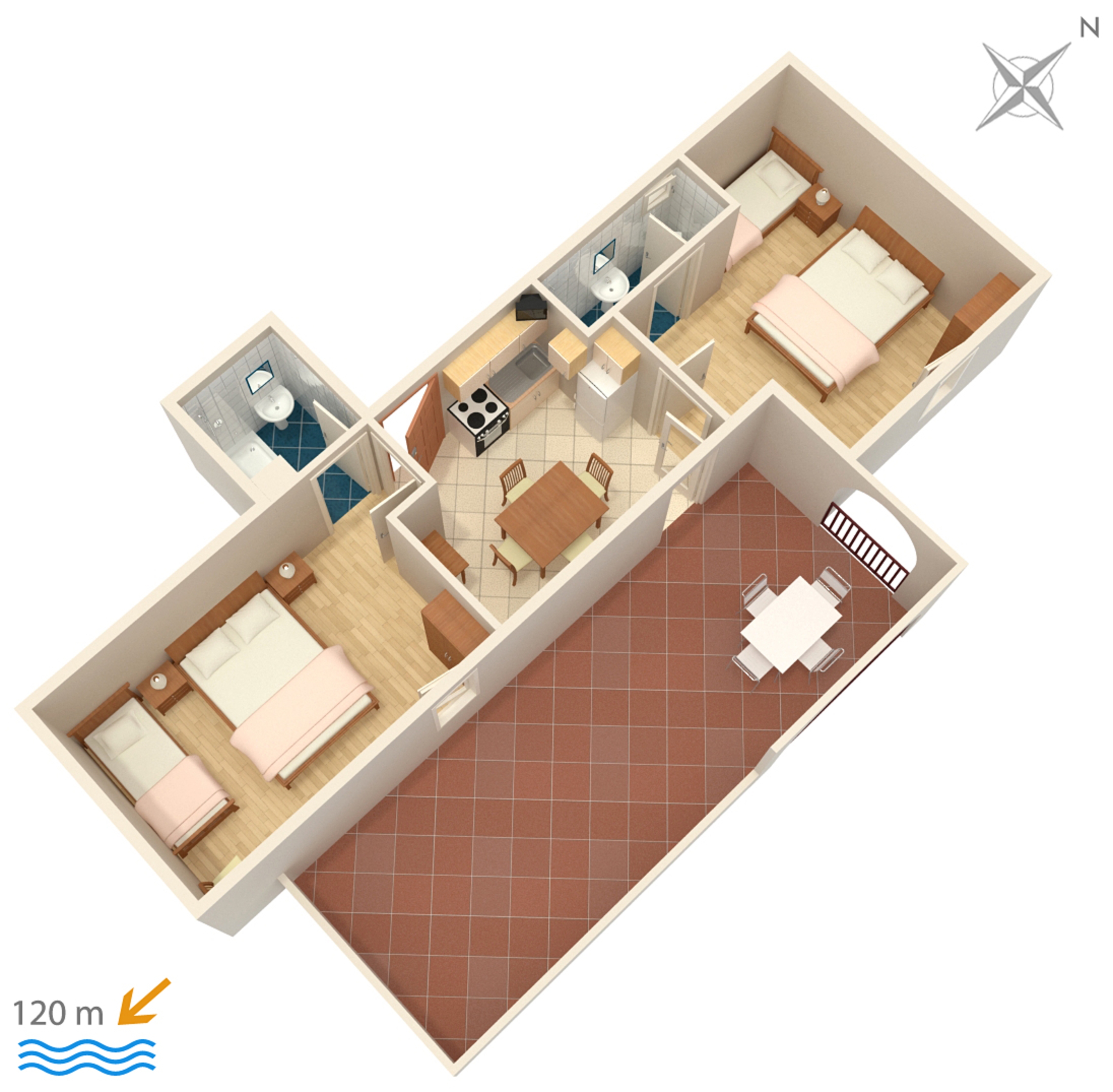 Two bedroom apartment with terrace Suha Punta, Rab  A-c