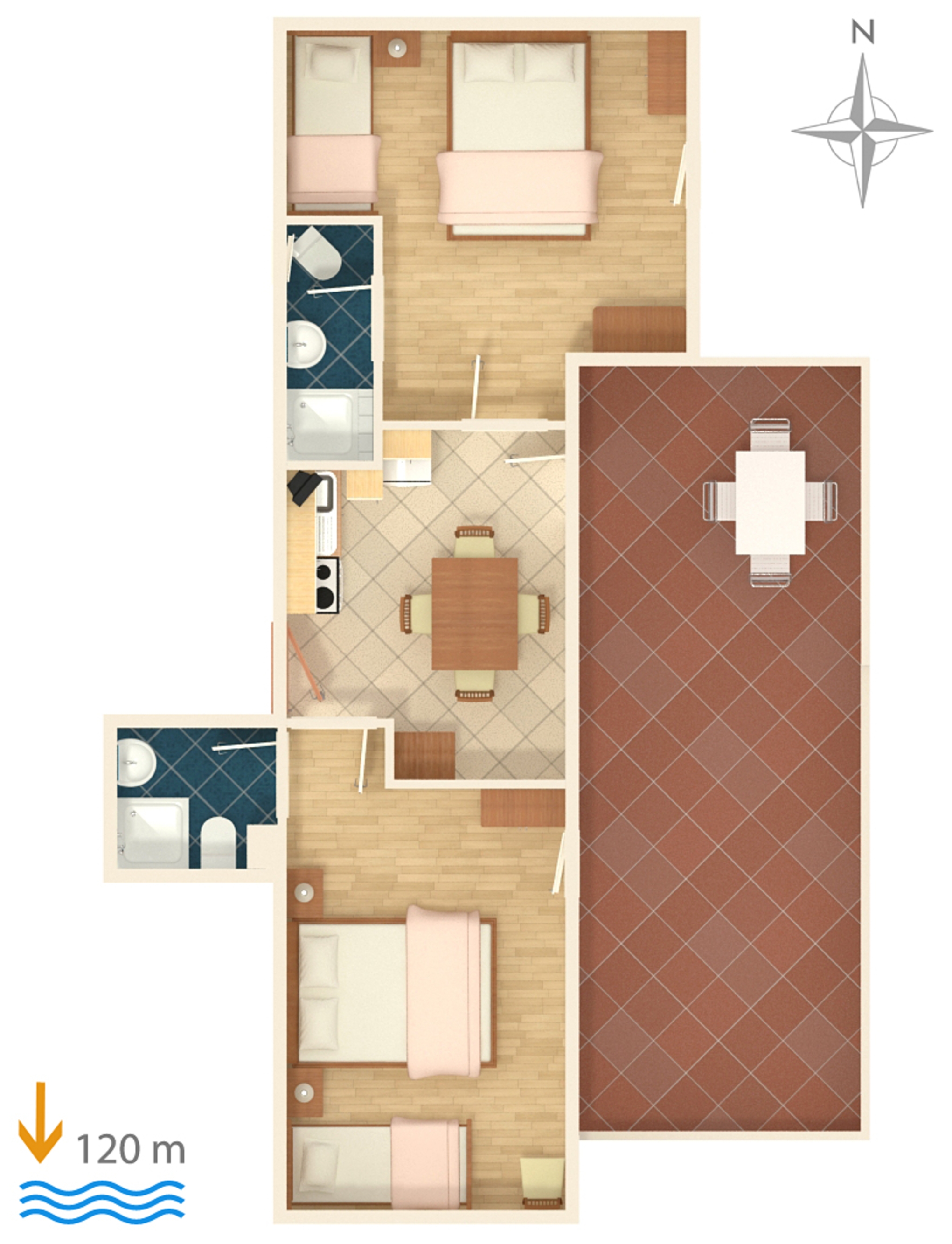 Two bedroom apartment with terrace Suha Punta, Rab  A-c