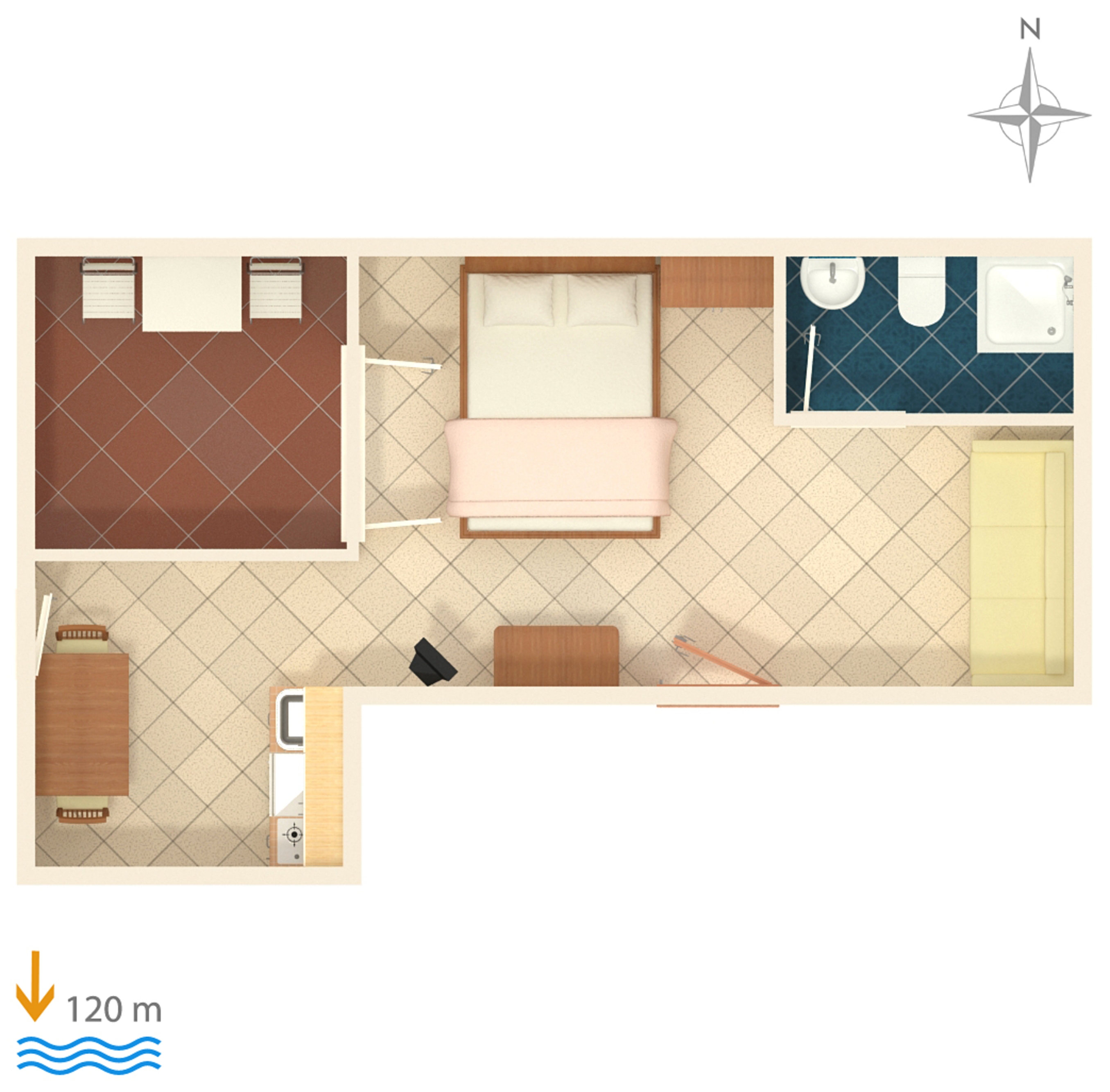 Studio flat with terrace and sea view Suha Punta, Rab  AS-a