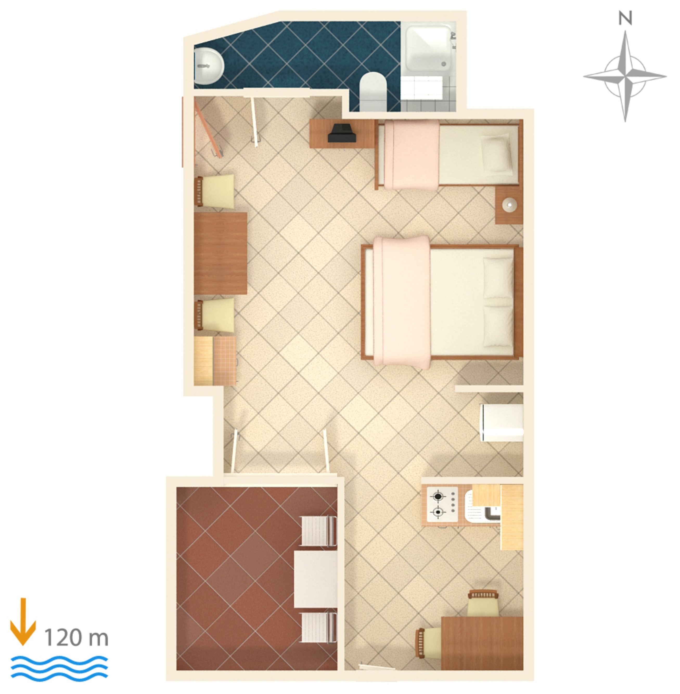 Studio flat with terrace and sea view Suha Punta, Rab  AS-b