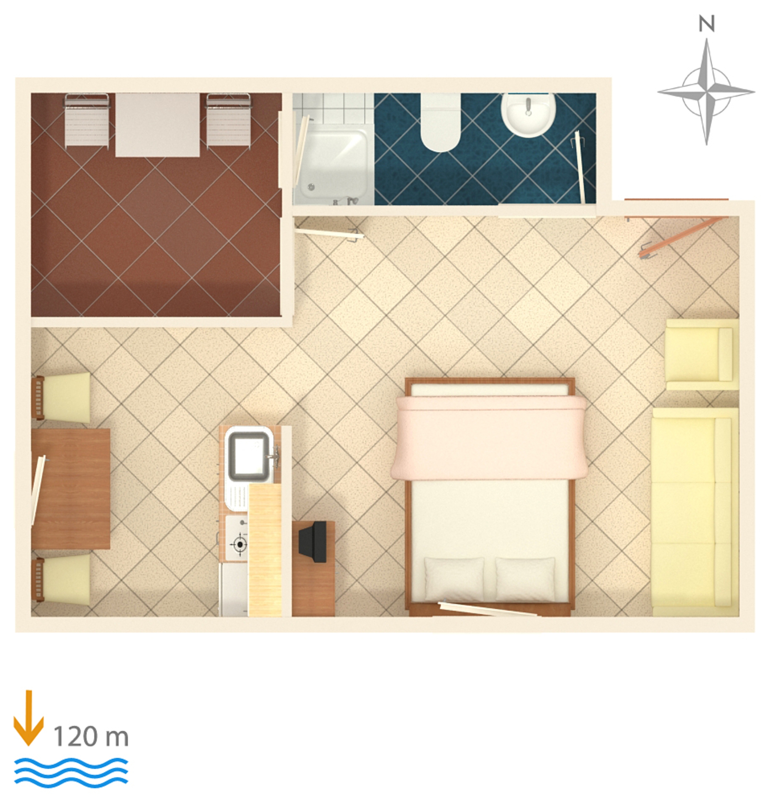 Studio flat with terrace and sea view Suha Punta, Rab  AS-c