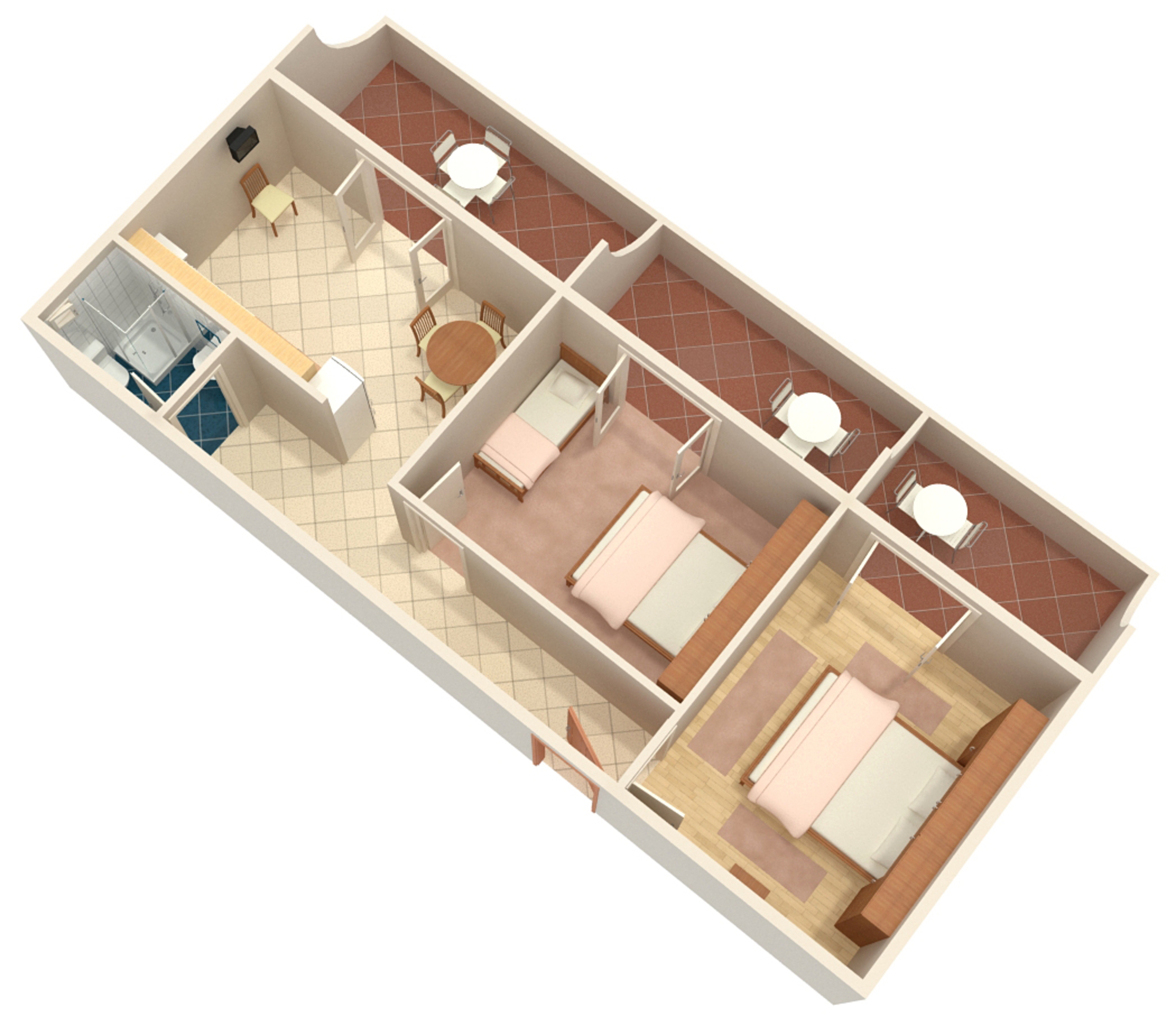Two bedroom apartment with terrace and sea view Barbat, Rab  A-a