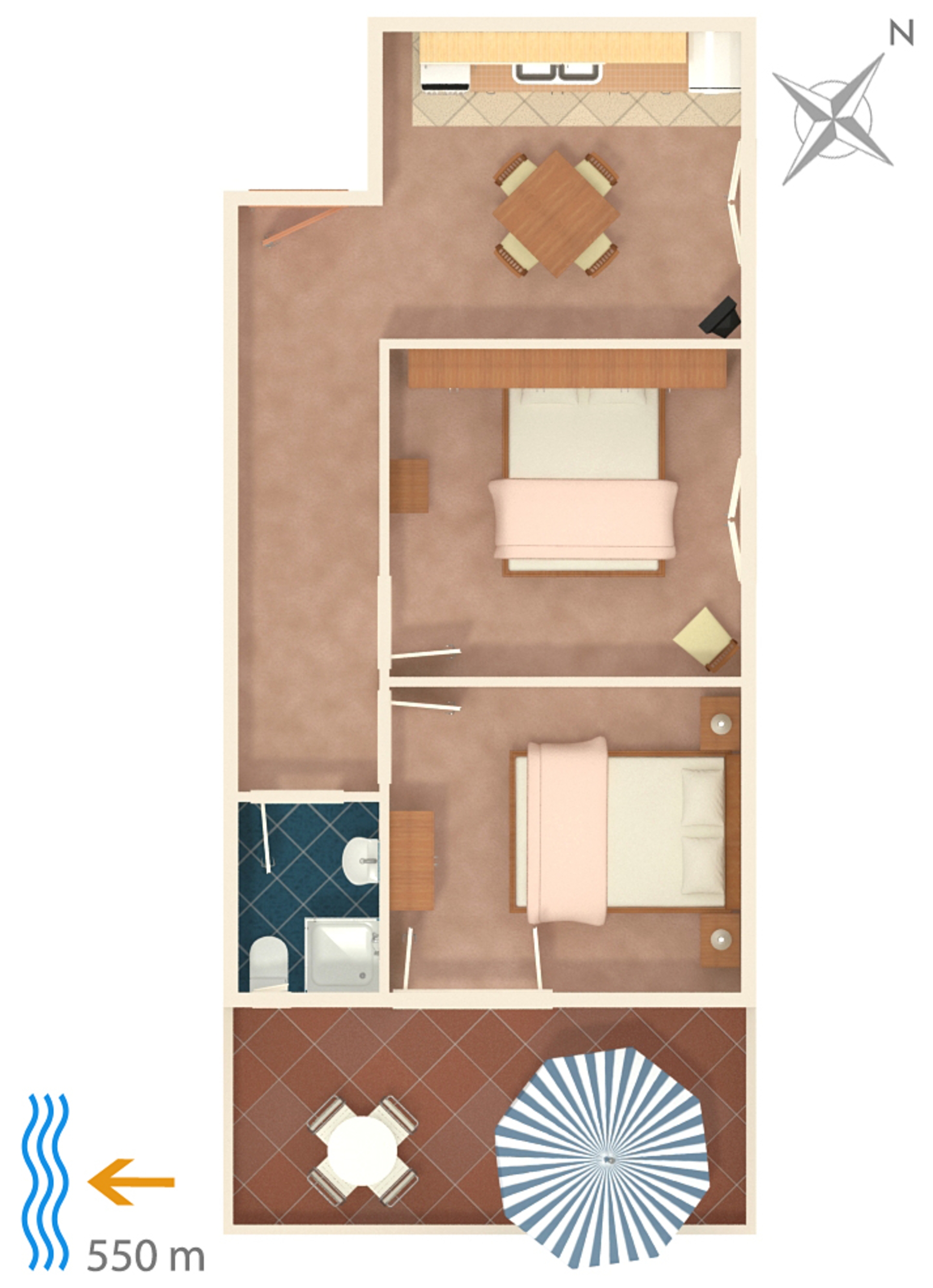 Two bedroom apartment with terrace and sea view Barbat, Rab  A-b