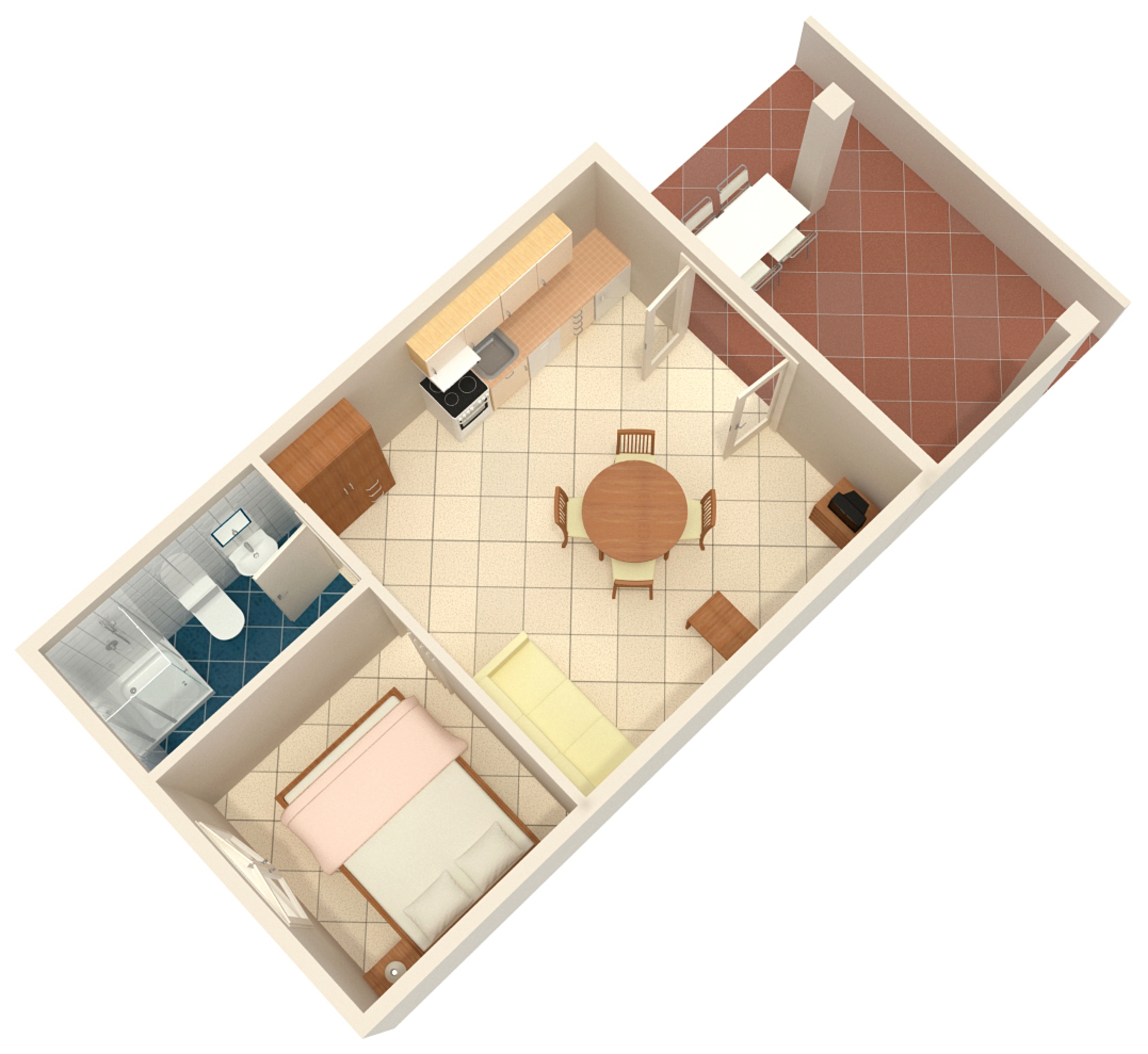 One bedroom apartment with terrace Banjol, Rab  A-b