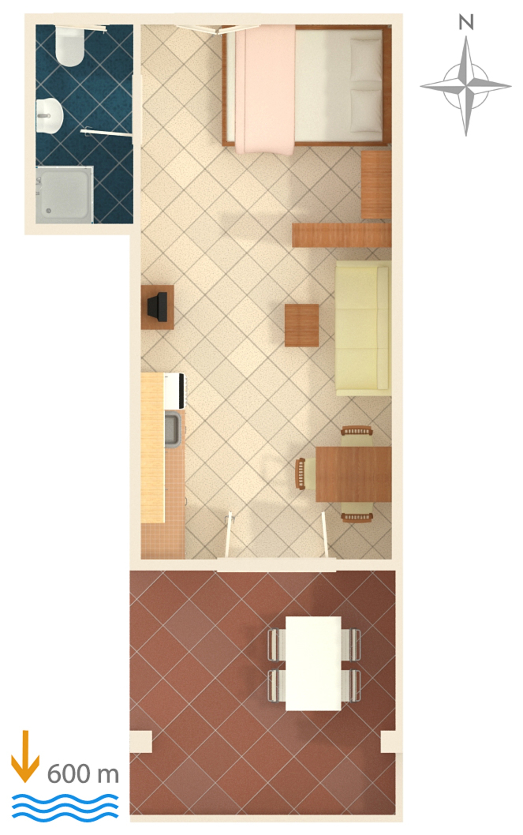 Studio flat with terrace Banjol, Rab  AS-a