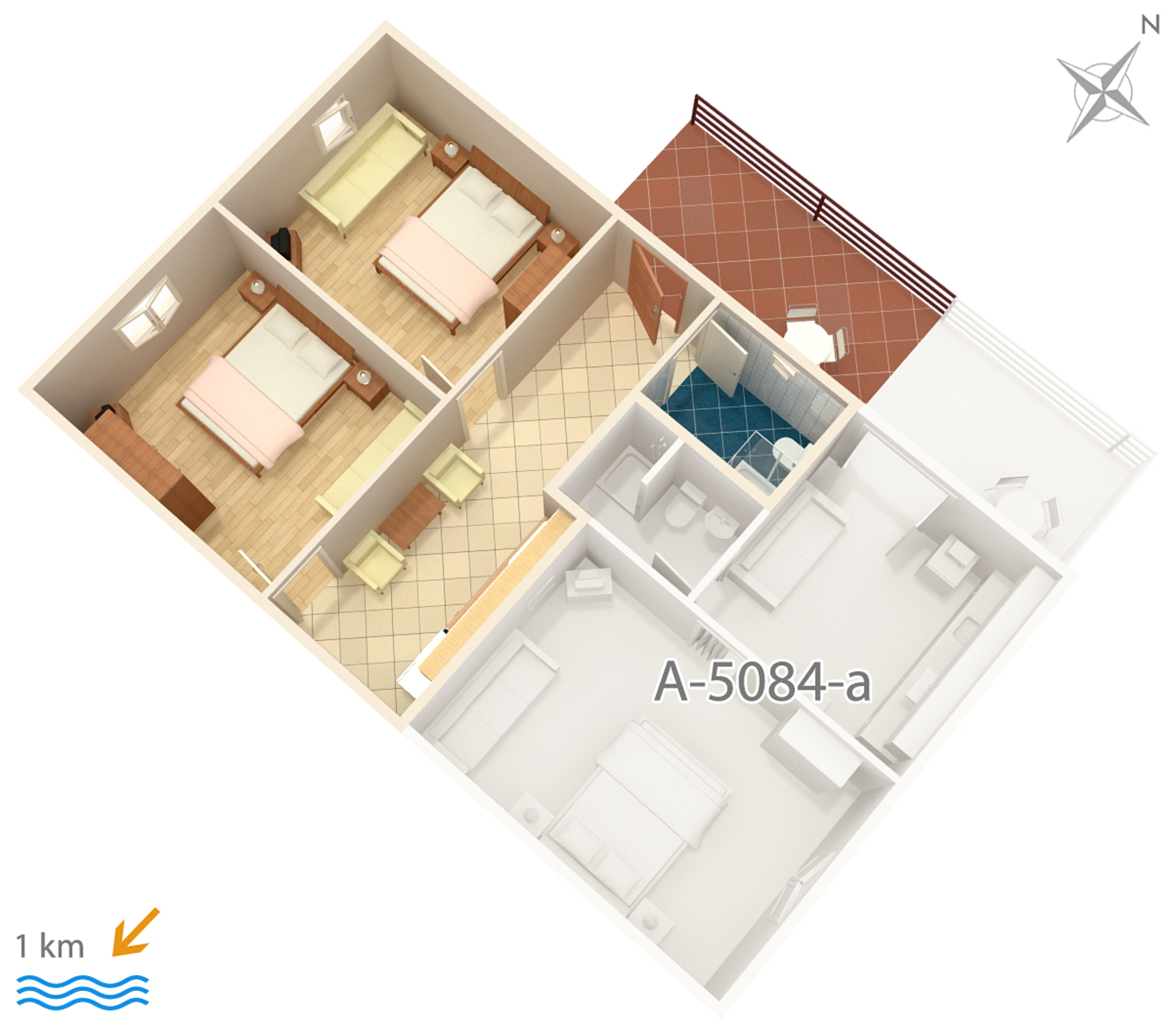 Two bedroom apartment with air-conditioning Murter  A-b
