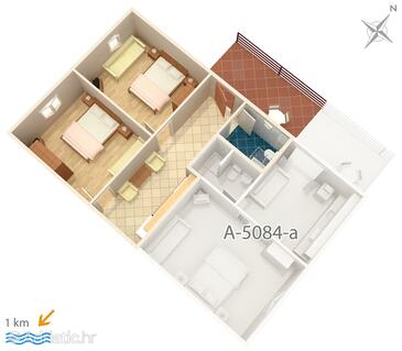 Murter, Půdorys v ubytování typu apartment, WiFi.