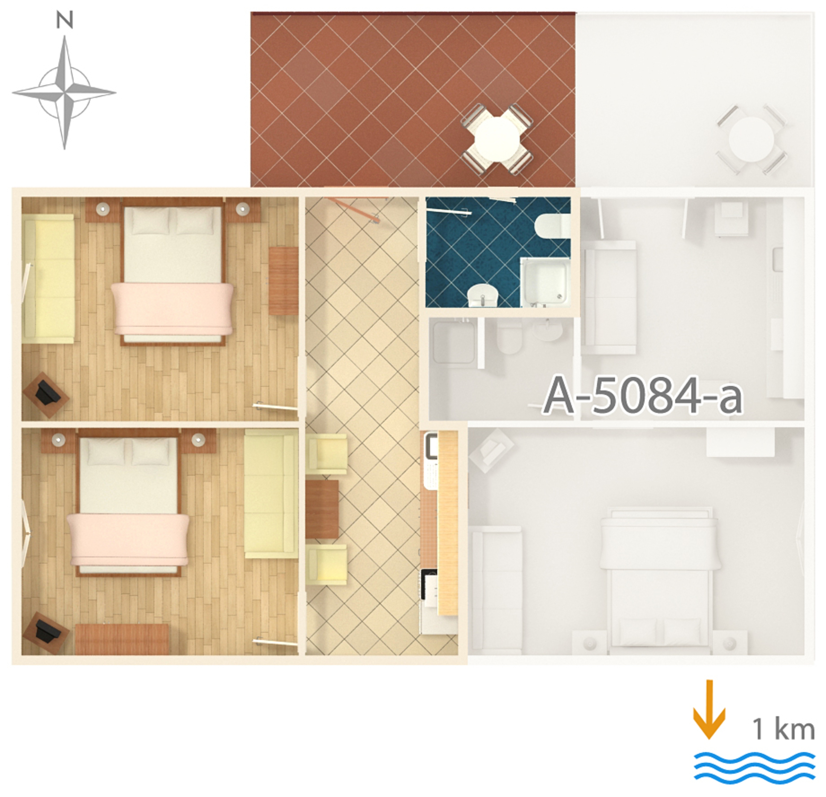 Two bedroom apartment with air-conditioning Murter  A-b