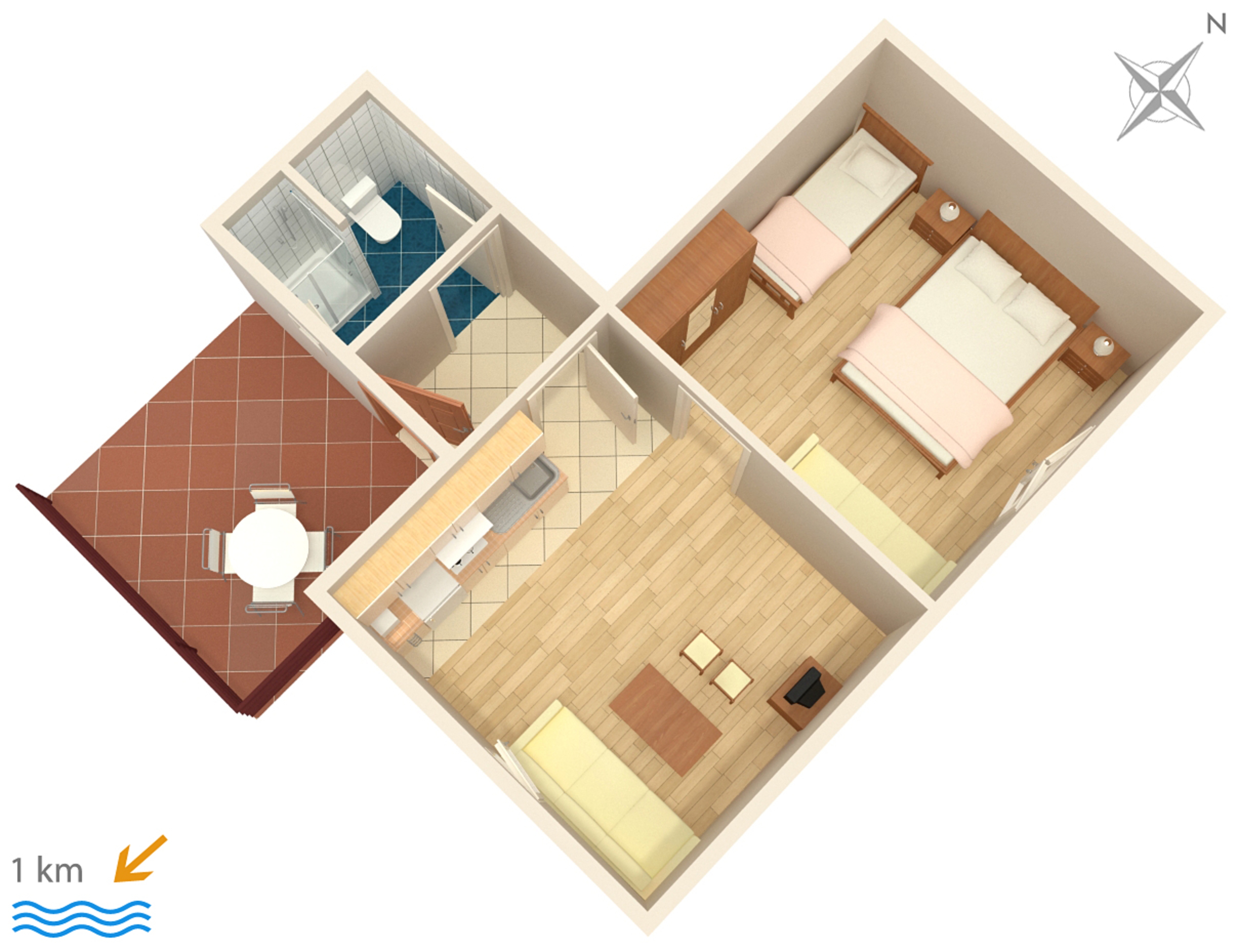 One bedroom apartment with terrace Murter  A-c