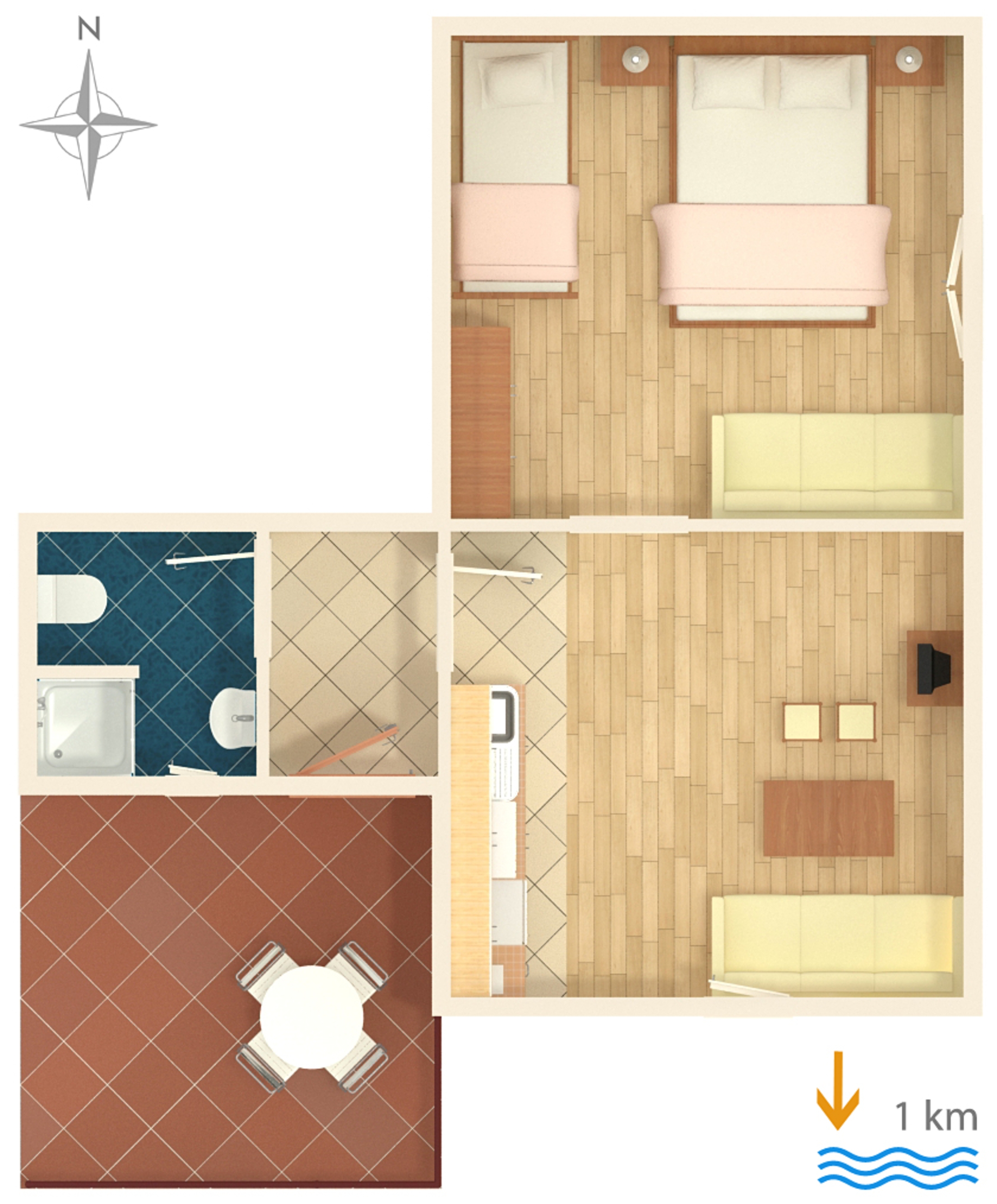 One bedroom apartment with terrace Murter  A-c