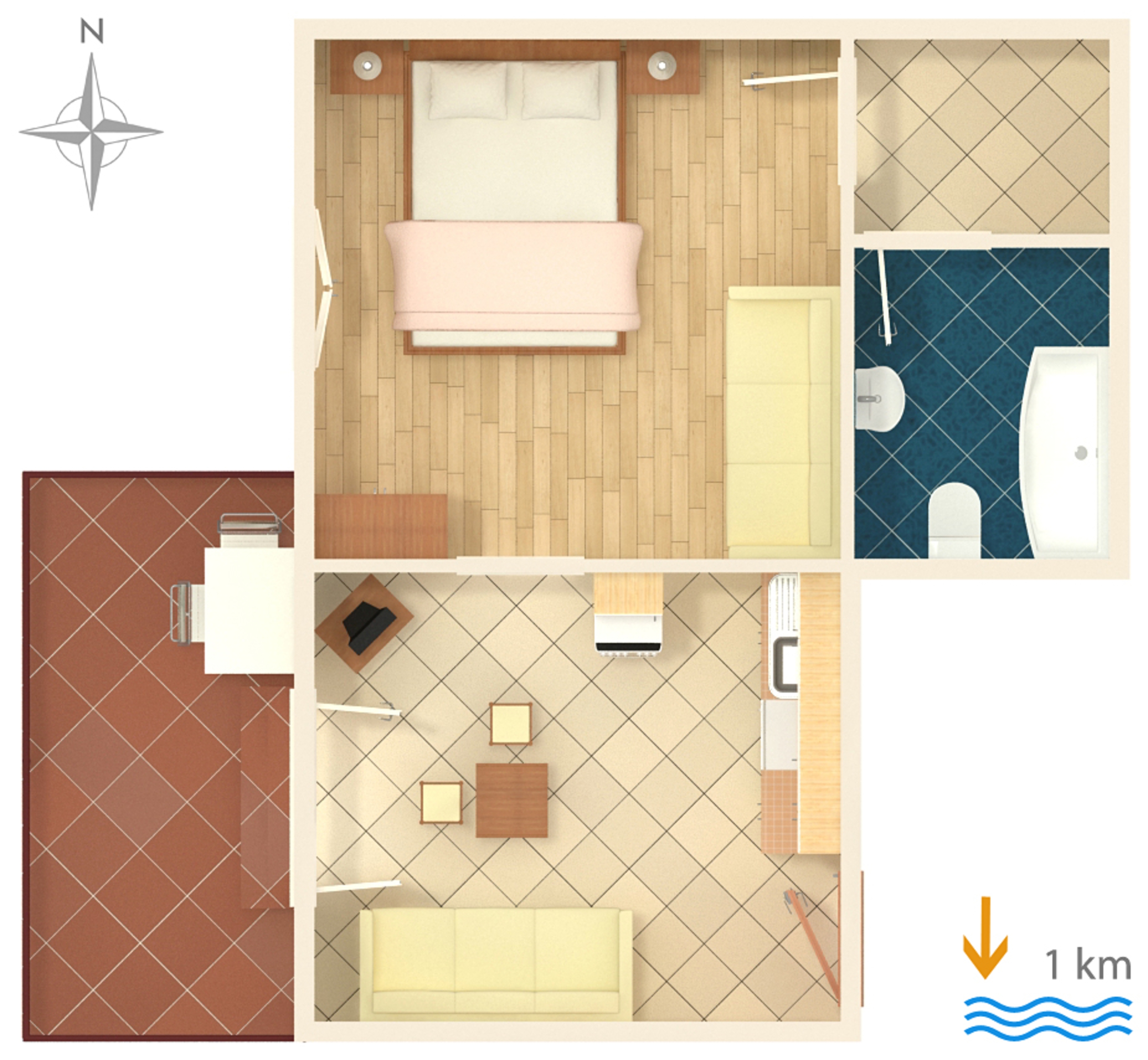 One bedroom apartment with terrace Murter  A-d