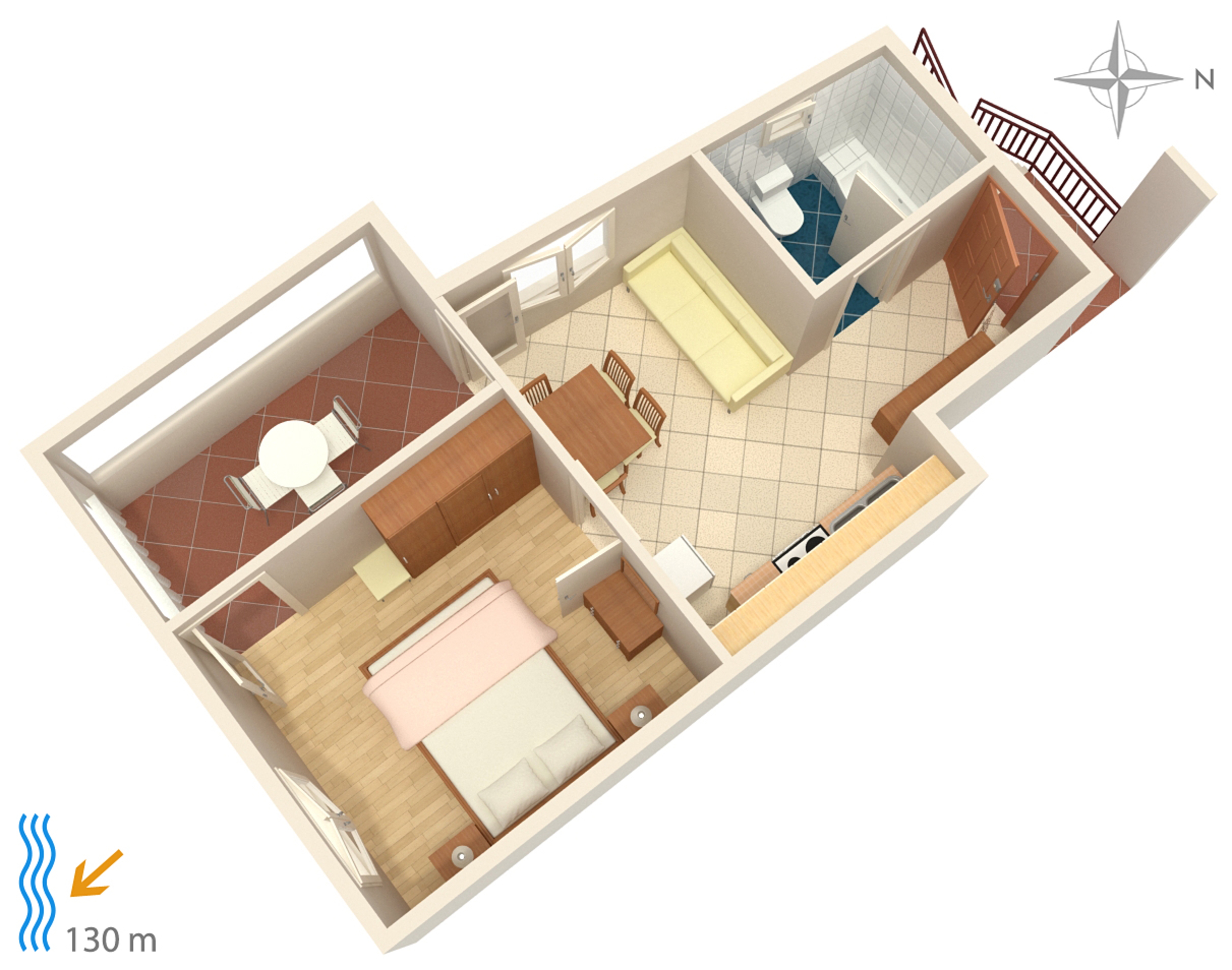 One bedroom apartment with terrace and sea view Tisno, Murter  A-a