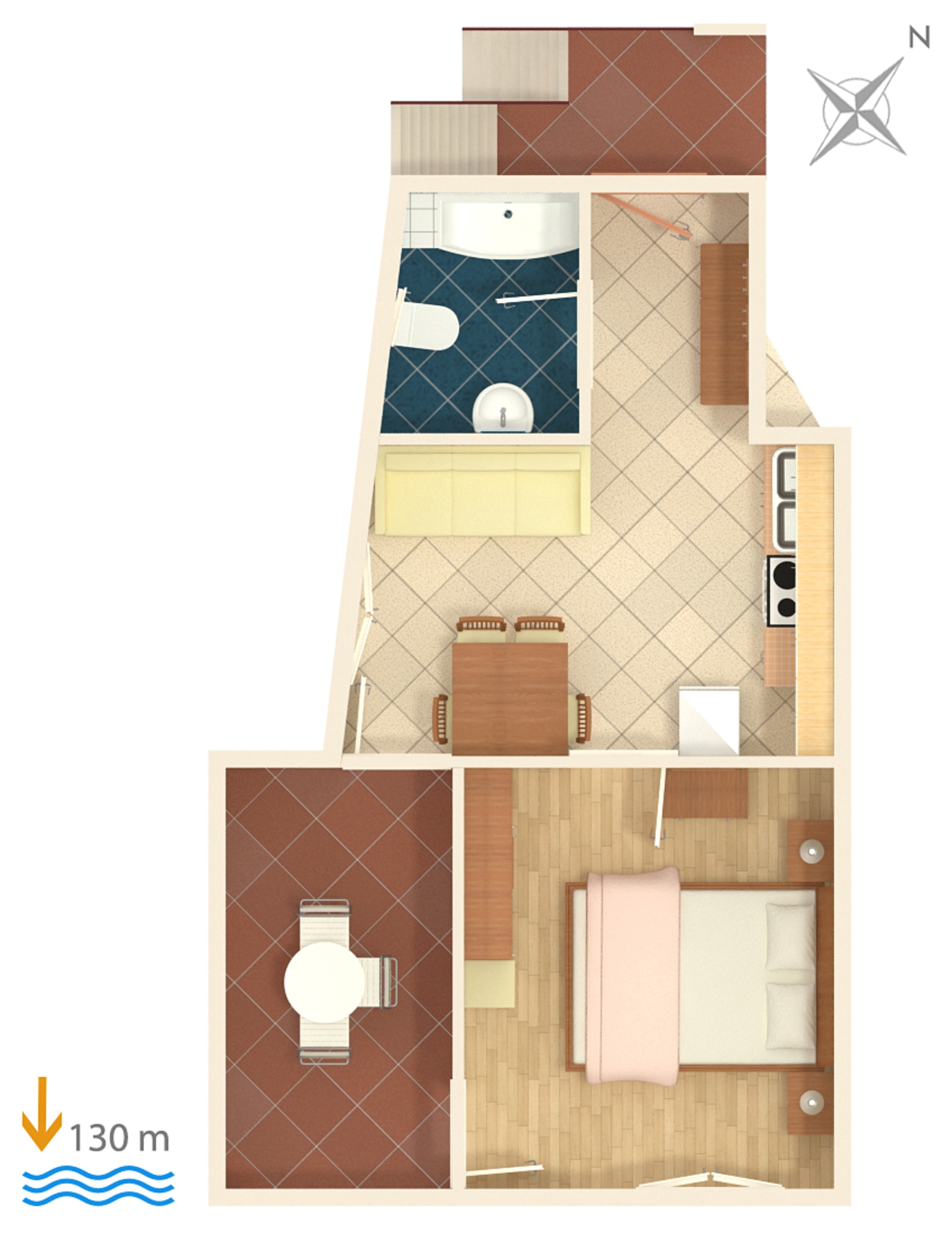 One bedroom apartment with terrace and sea view Tisno, Murter  A-a