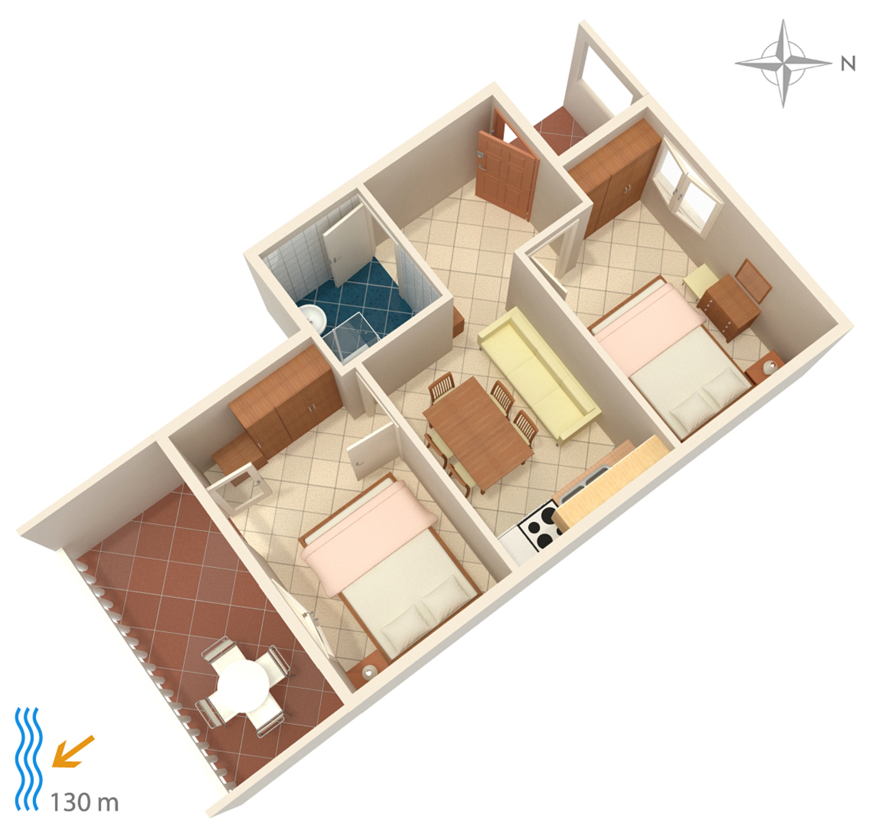 Two bedroom apartment with terrace and sea view Tisno, Murter  A-b
