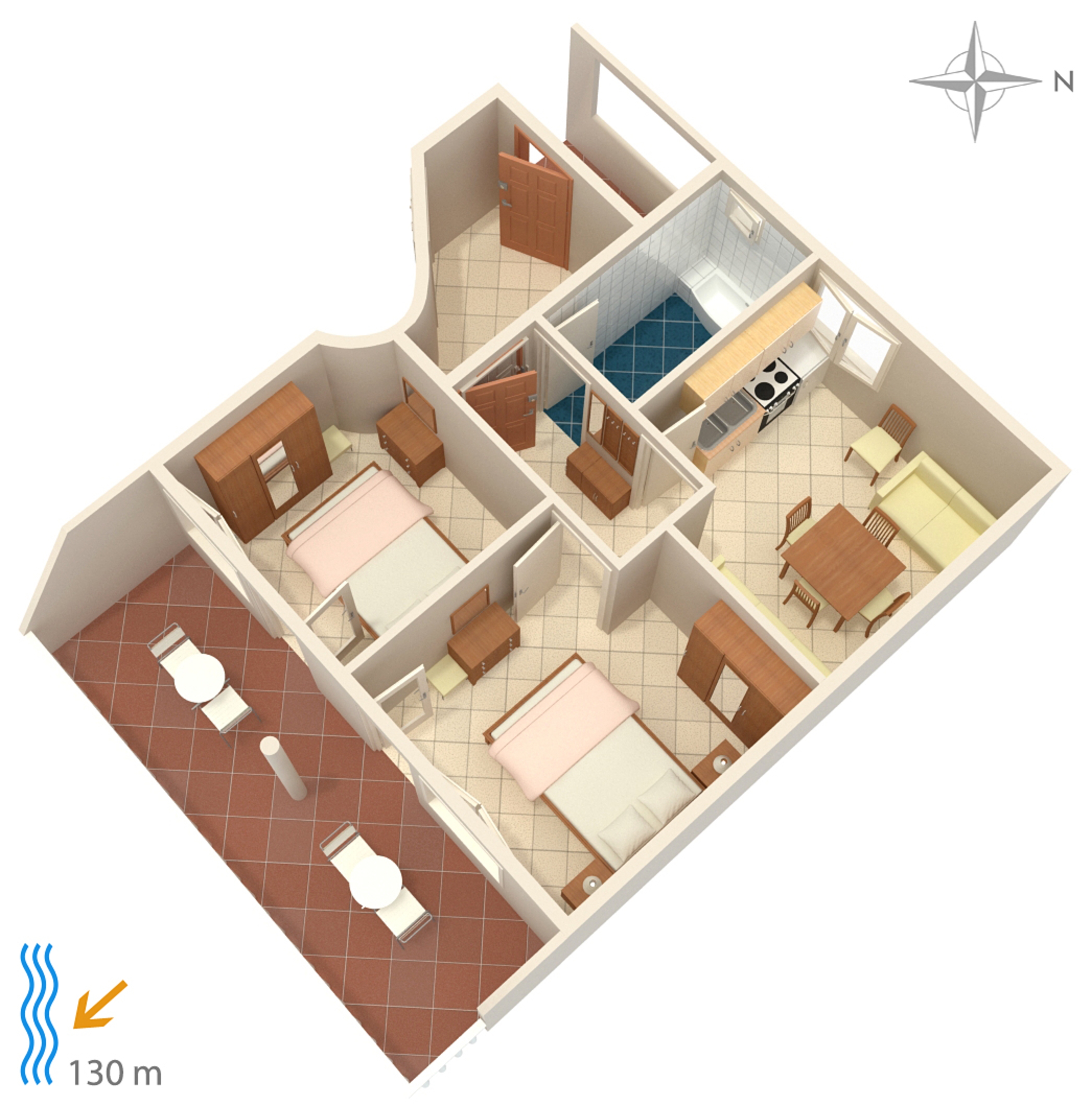 Two bedroom apartment with terrace and sea view Tisno, Murter  A-d