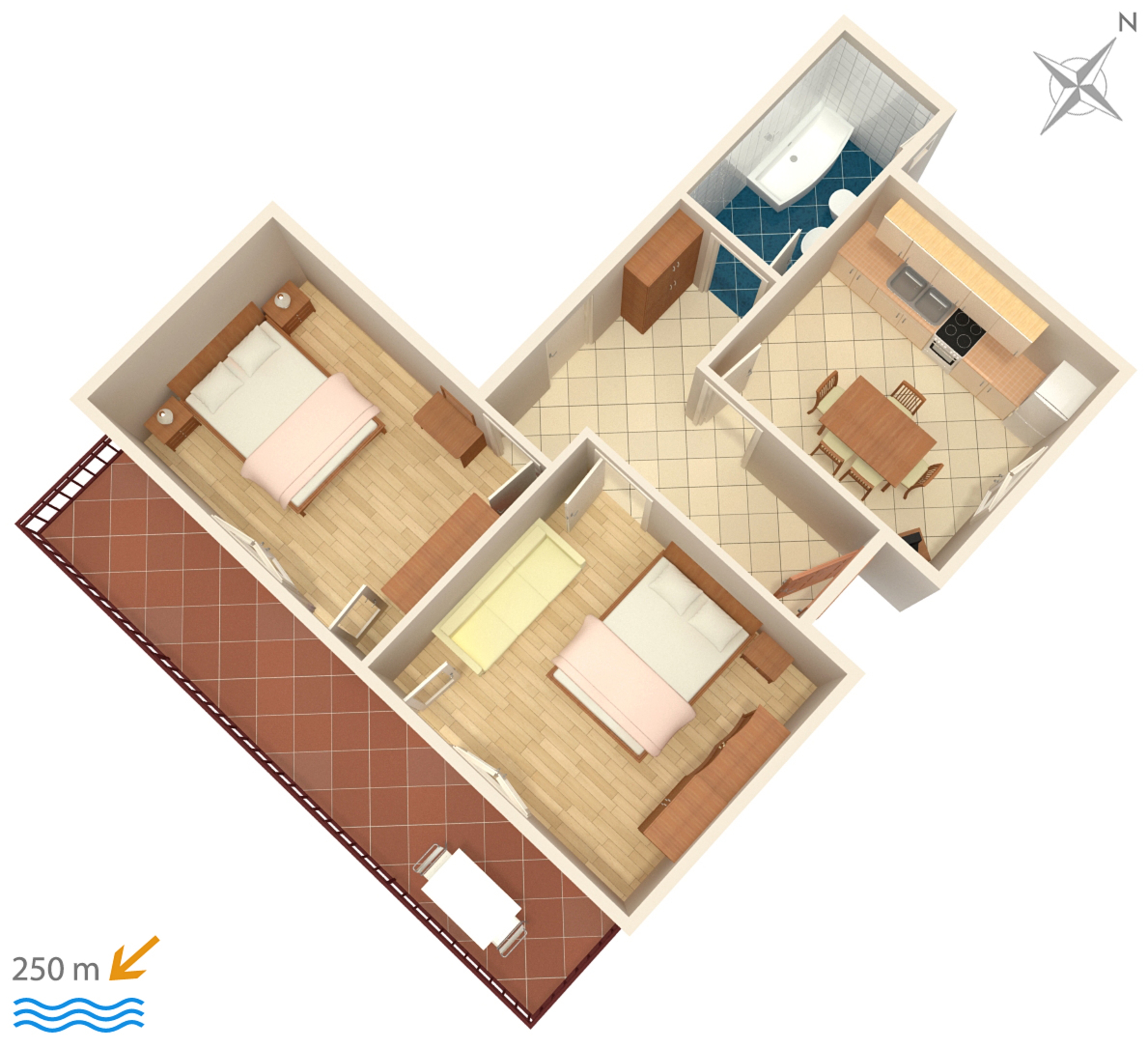 Two bedroom apartment with balcony Jezera, Murter  A-a