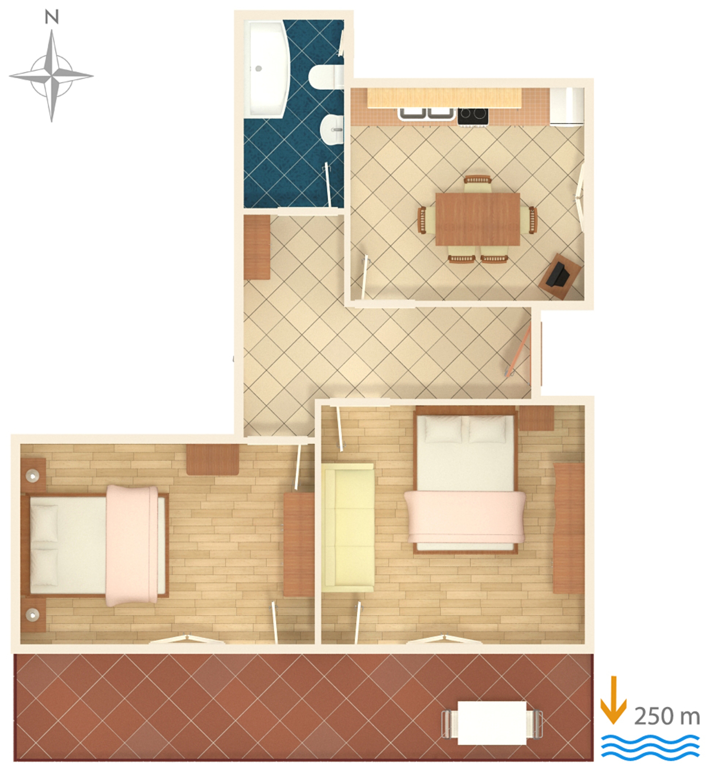 Two bedroom apartment with balcony Jezera, Murter  A-a