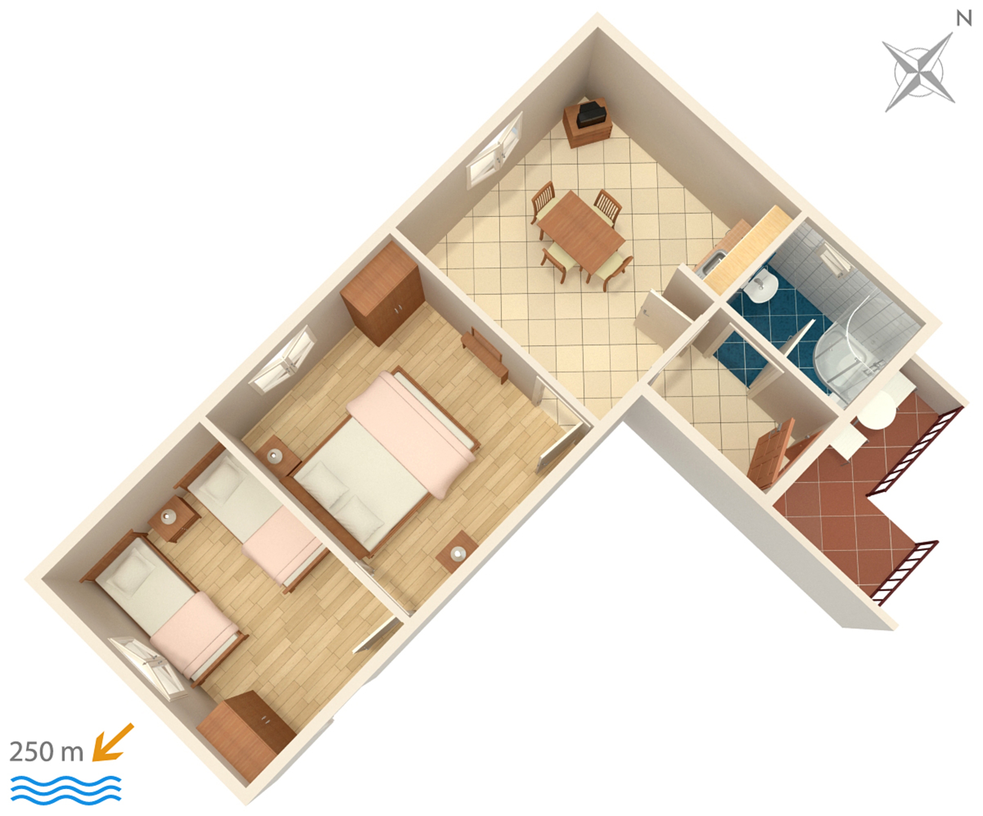 Two bedroom apartment with balcony Jezera, Murter  A-b