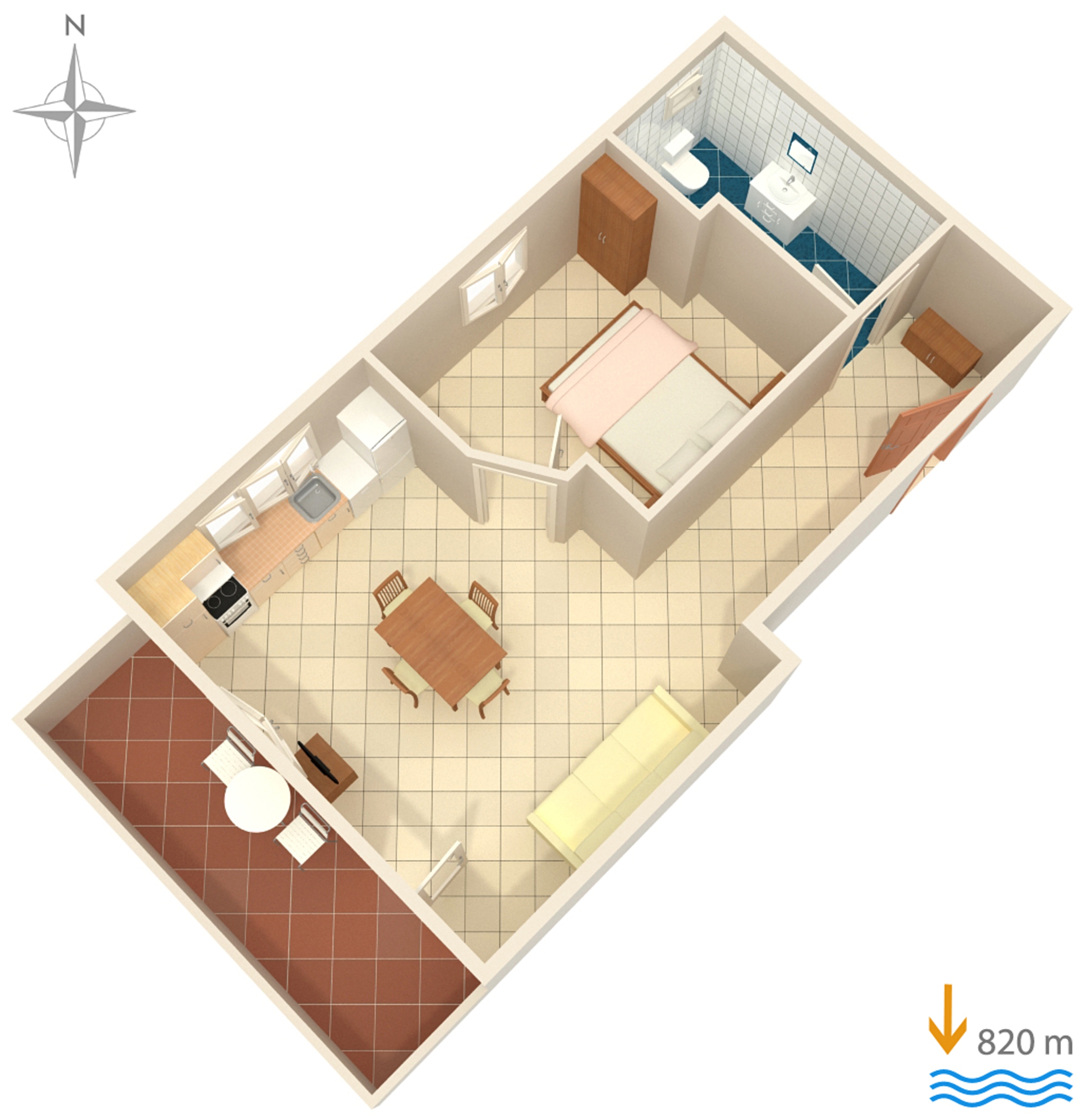 One bedroom apartment with terrace and sea view Murter  A-a