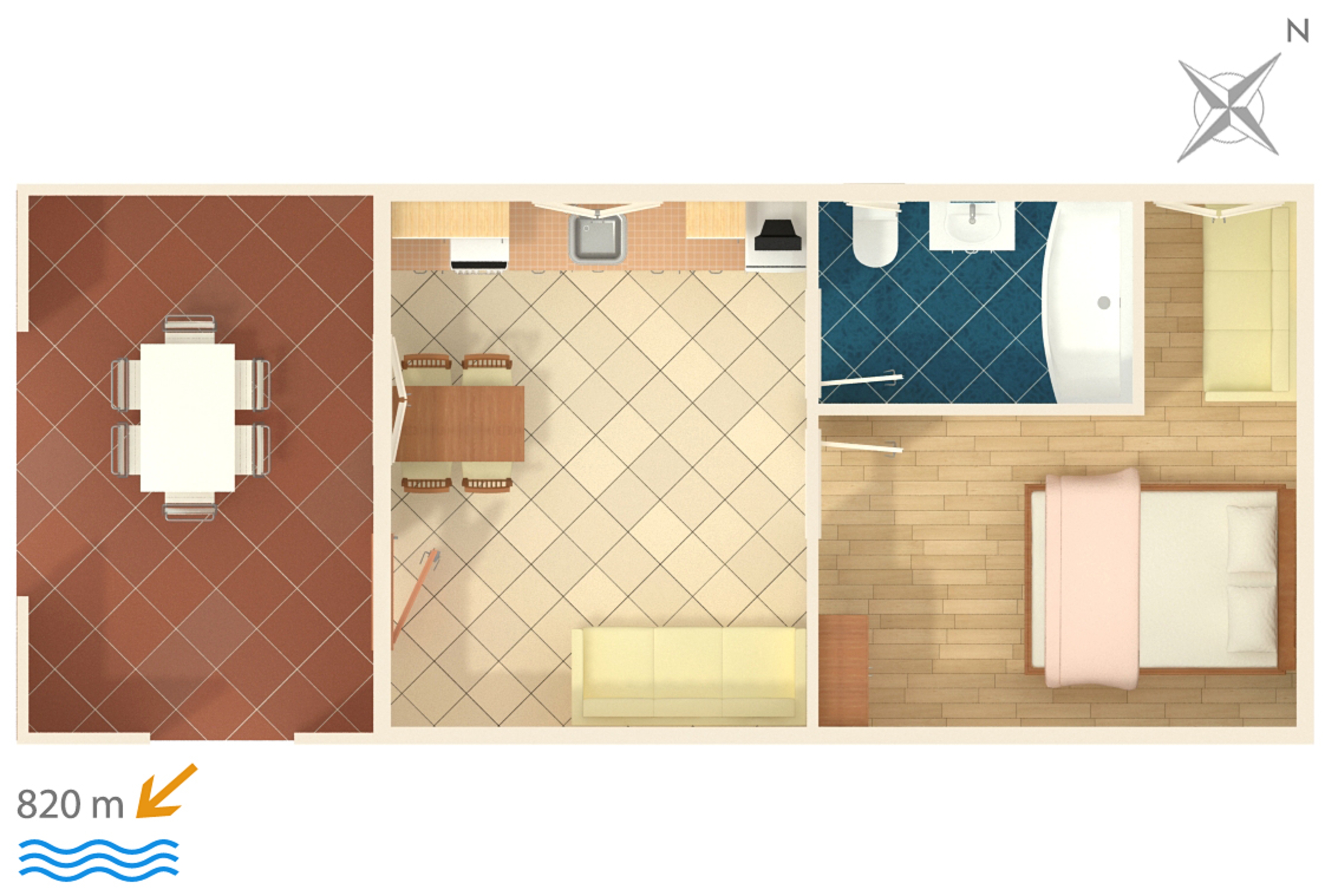 One bedroom apartment with terrace Murter  A-b