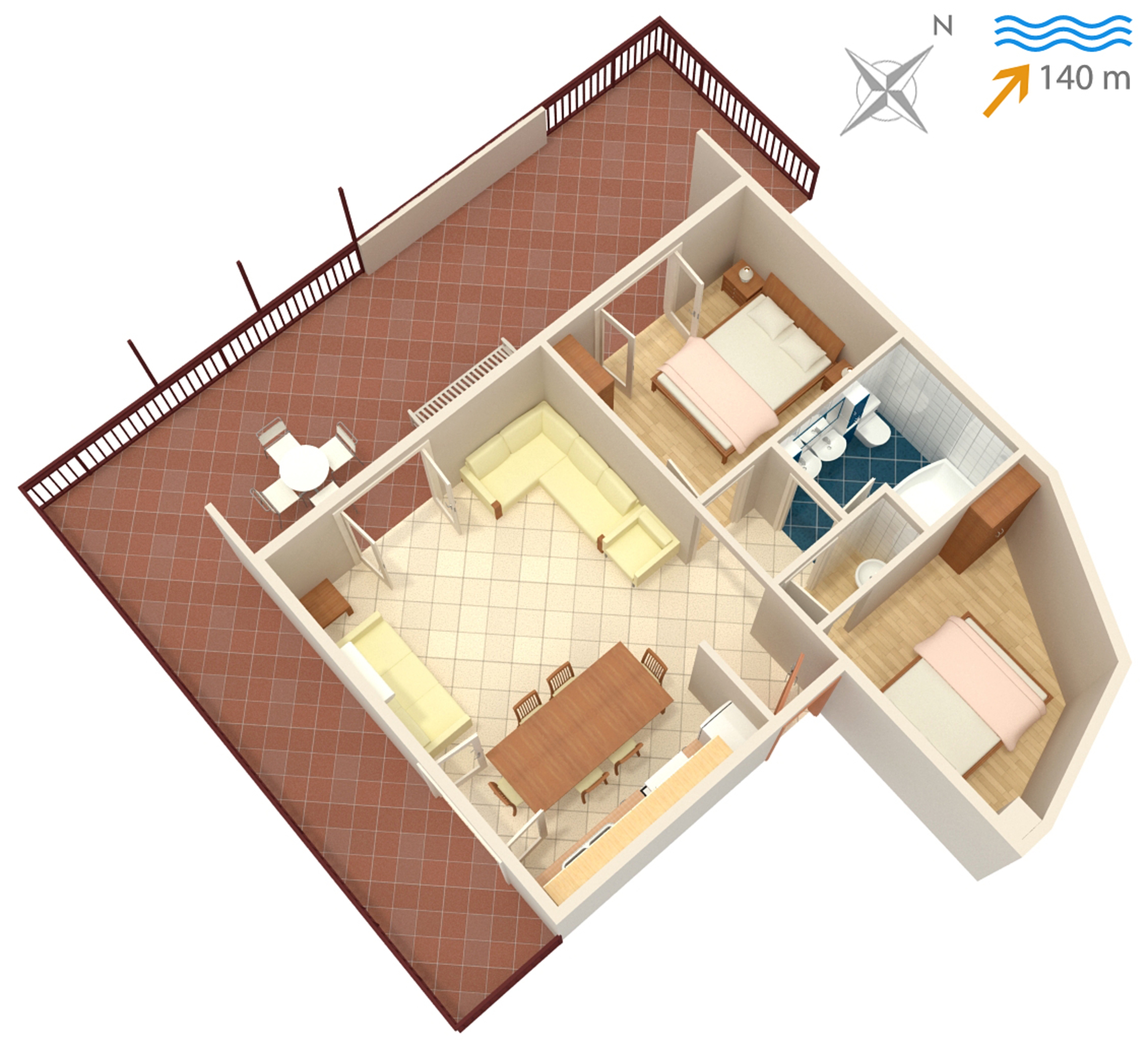 Two bedroom apartment with terrace and sea view Jezera, Murter  A-a